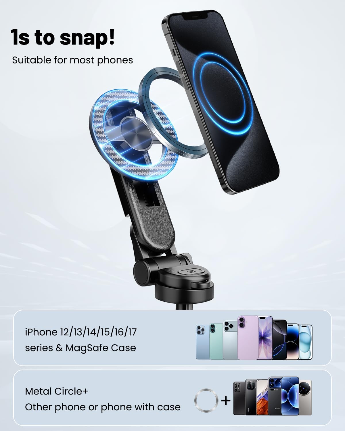 Thumbnail 1 de Victiv Magnetic Selfie Stick for iPhone (Mini Portable 4-in-1) with Magsafe Tripod & Remote