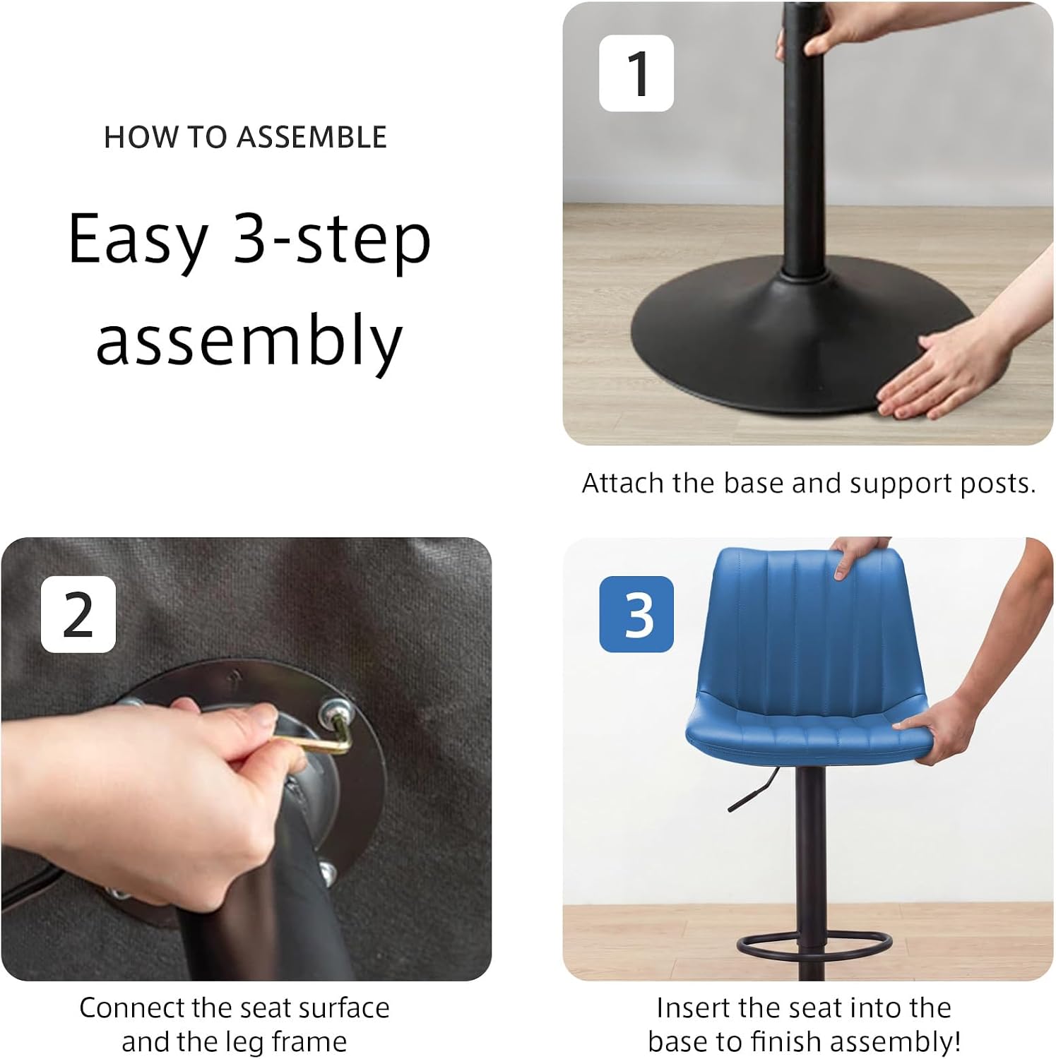 Detalle 1 de PINIQUE Adjustable Bar Stools Set of 4