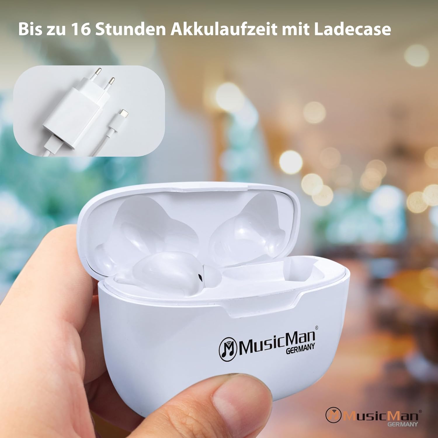 Thumbnail 3 de MusicMan BT-X63: True Wireless In-Ear Kopfhörer mit Ladebox – 16 h Laufzeit, Bluetooth 5.3, USB-C, Mikrofon