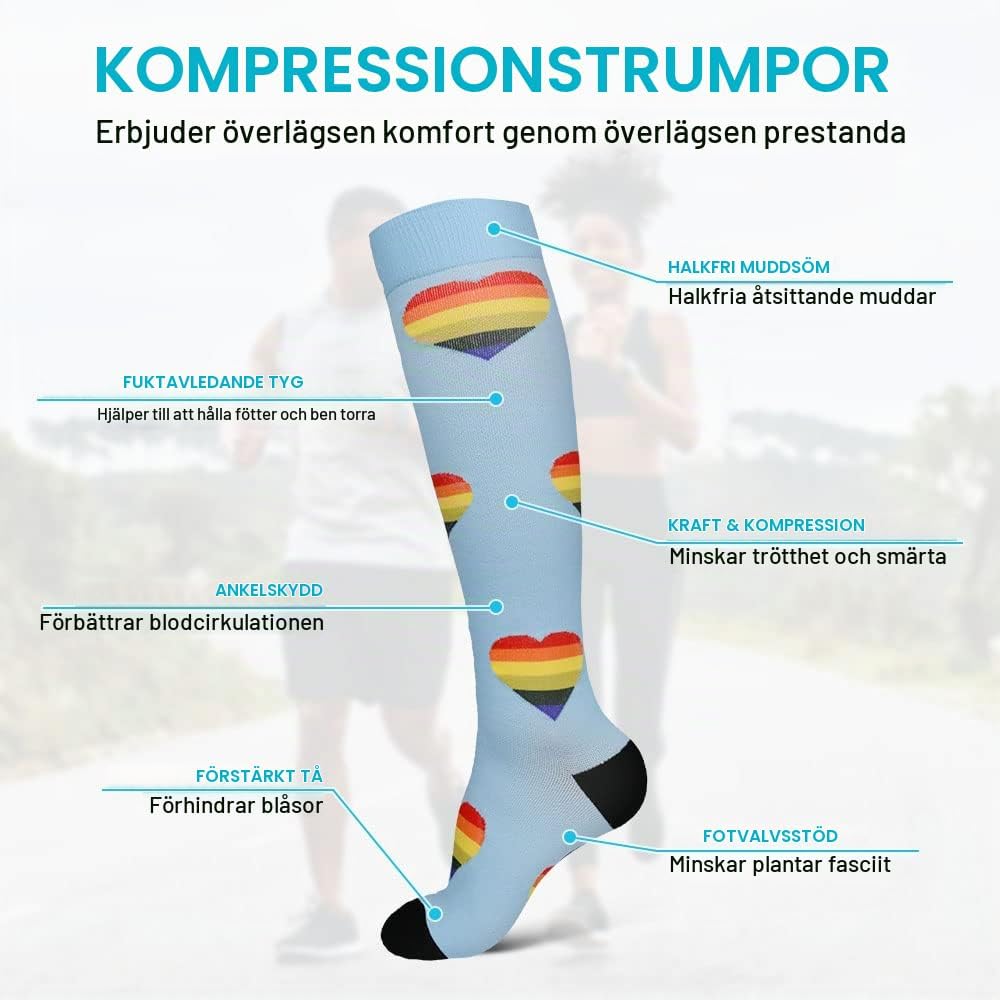 Detalle de ACWOO A-S/M kompressionsstrumpor, 15–20 mmHg, nylon, flerfärgade, 6 par
