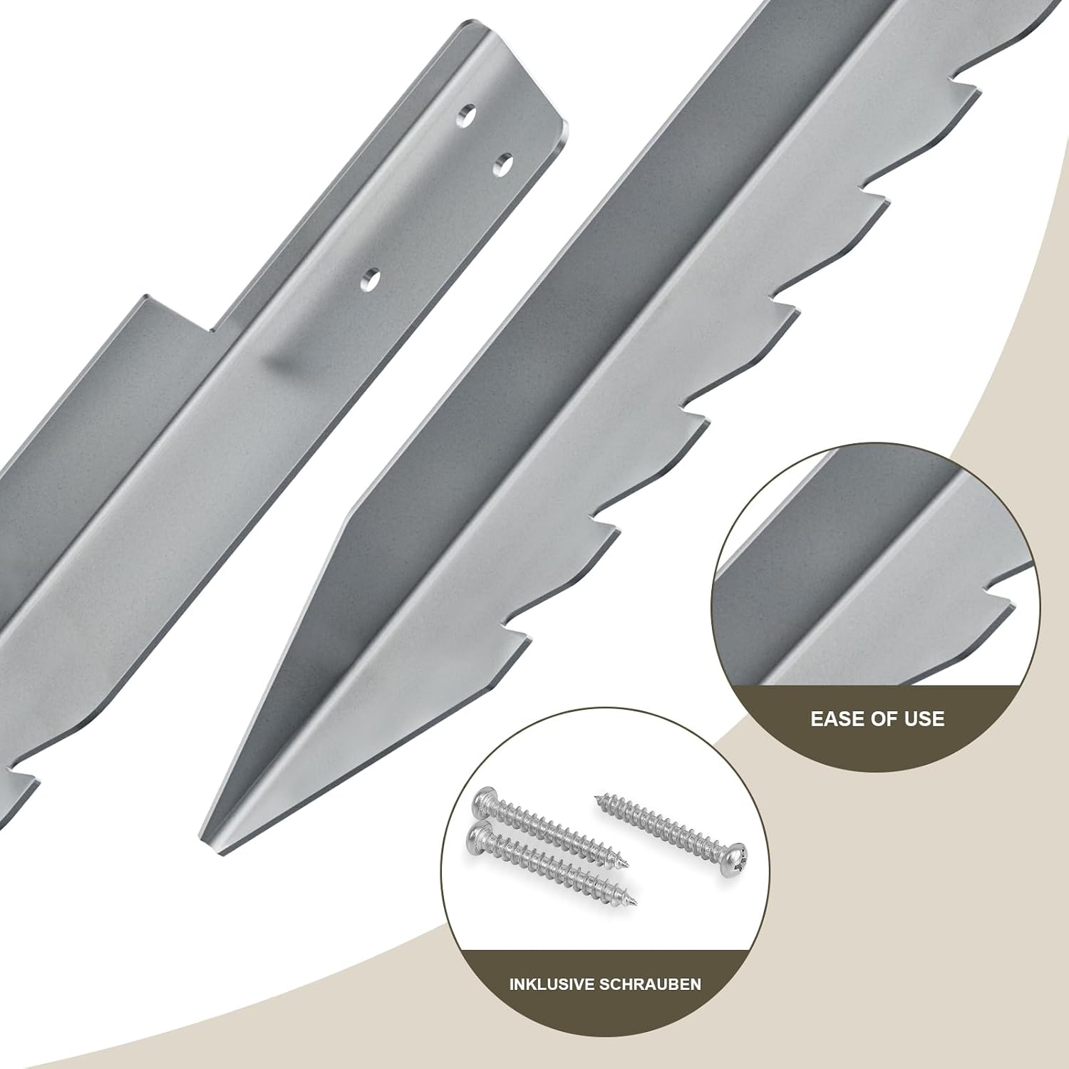 Detalle 2 de 4pcs Fence Post Anchor Ground Spike – Galvanised Wooden Post Fixings for Swing Sets