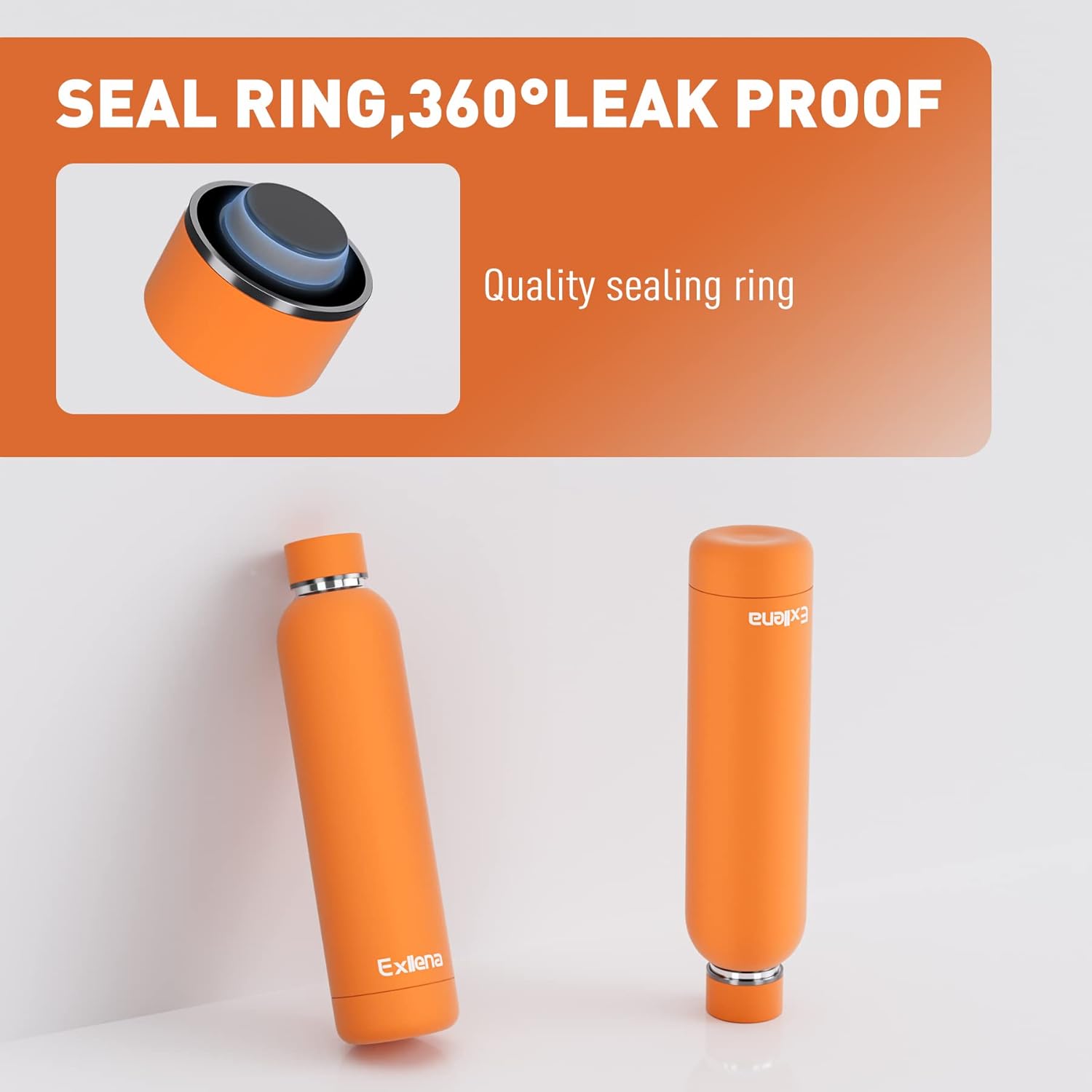 Detalle de Exllena Insulated Water Bottle 1L with Buckle (Double Wall Stainless Steel) – Orange