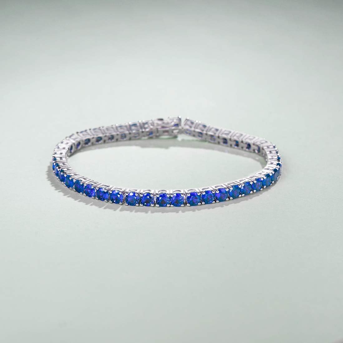 Detalle de FANCIME Tennisarmband aus 925 Sterling Silber – mit Saphir, Rubin, Amethyst oder Smaragd, Breite 4 mm, Länge 19,5 cm