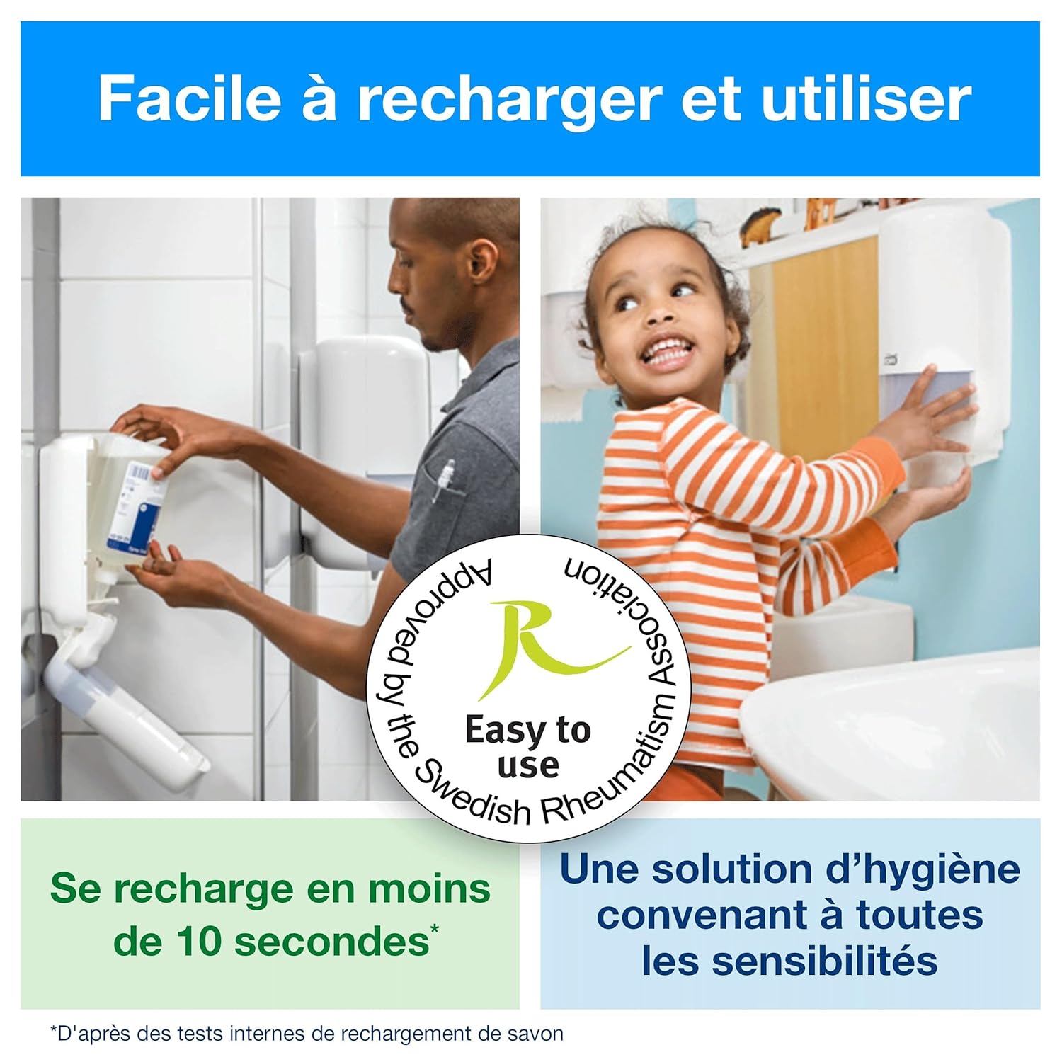 Detalle 2 de Tork Savon liquide Corps & Cheveux 2 en 1 – Gel douche et Shampooing 1000 ml pour distributeurs S1, qualité premium