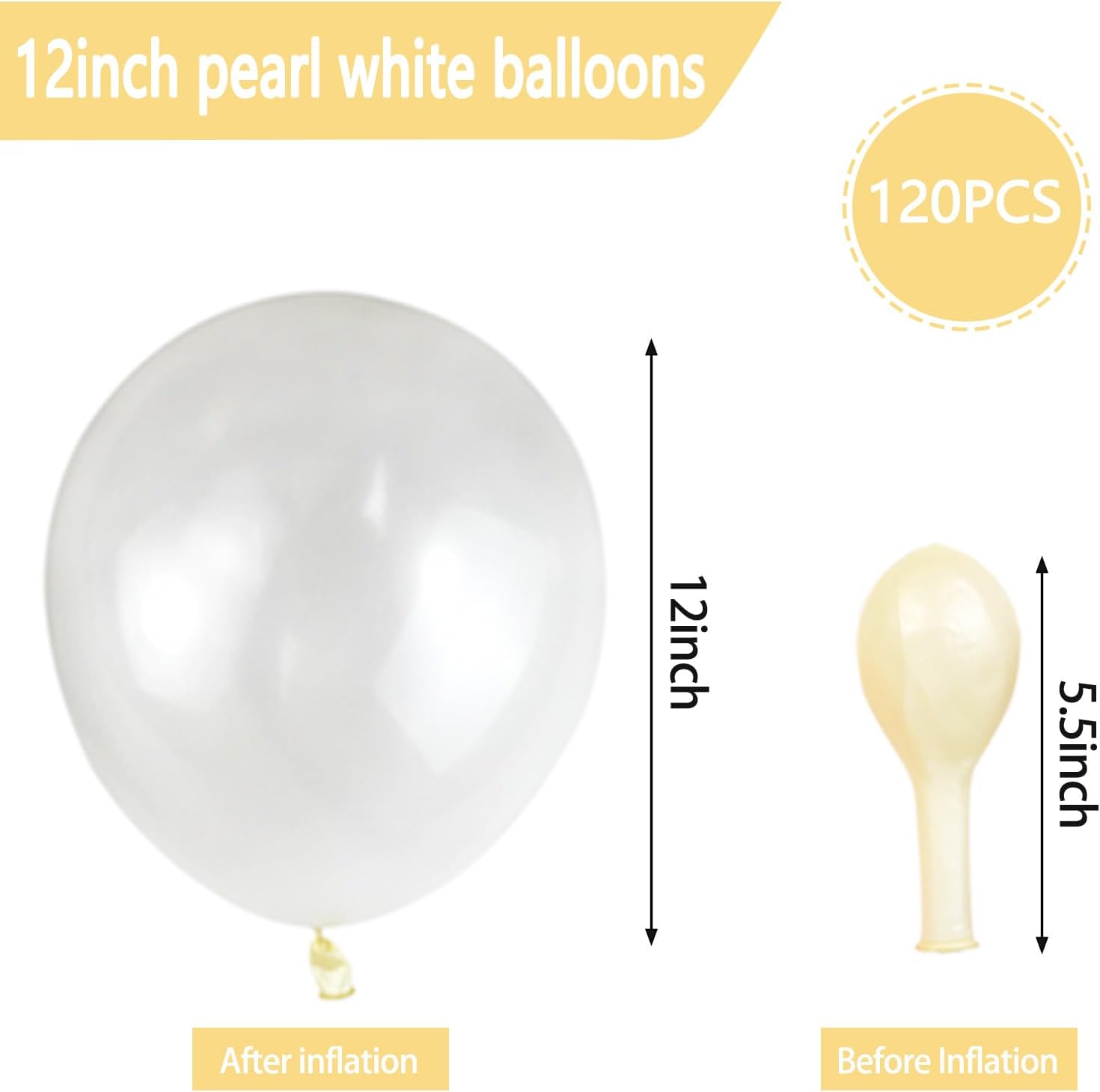 Detalle de QIKOOLAA 120-Pack Pearl White 12-Inch Latex Balloons for Party Decor