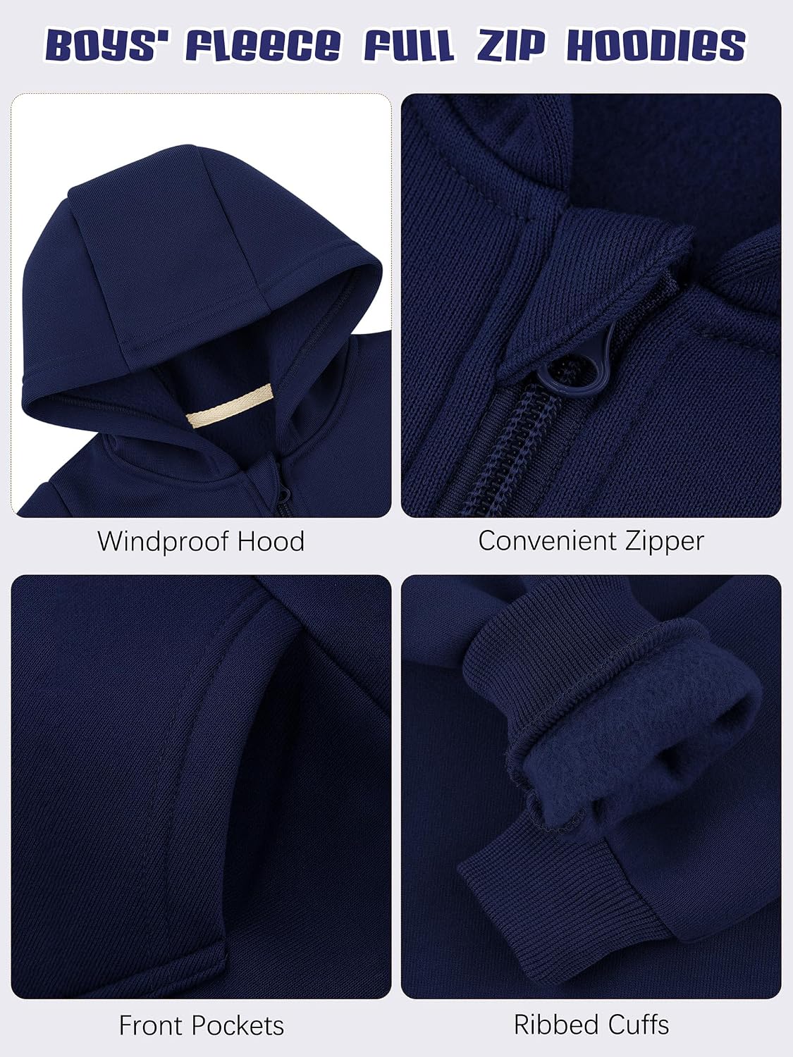 Thumbnail 4 de Cooraby 3-Pack Baby & Toddler Boys' Fleece Hoodies, Full-Zip, 6M–5T