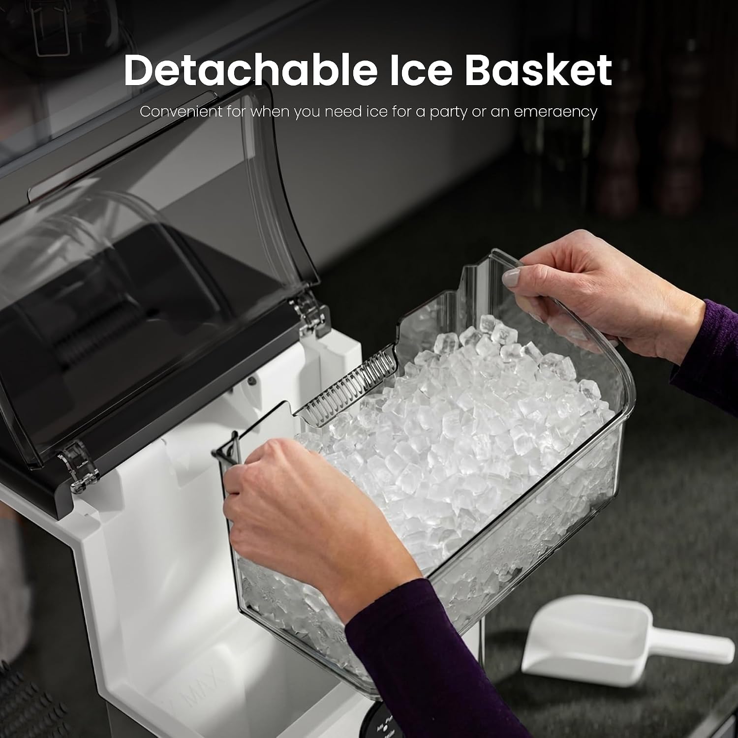 Detalle de Kismile Ice Maker Countertop Nugget Ice Maker, 33 lbs/Day, Self-Cleaning