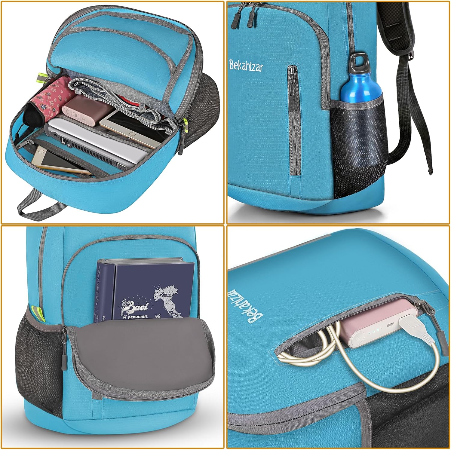 Thumbnail 3 de Bekahizar 20L Ultra Lightweight Backpack Foldable Daypack (Blue)