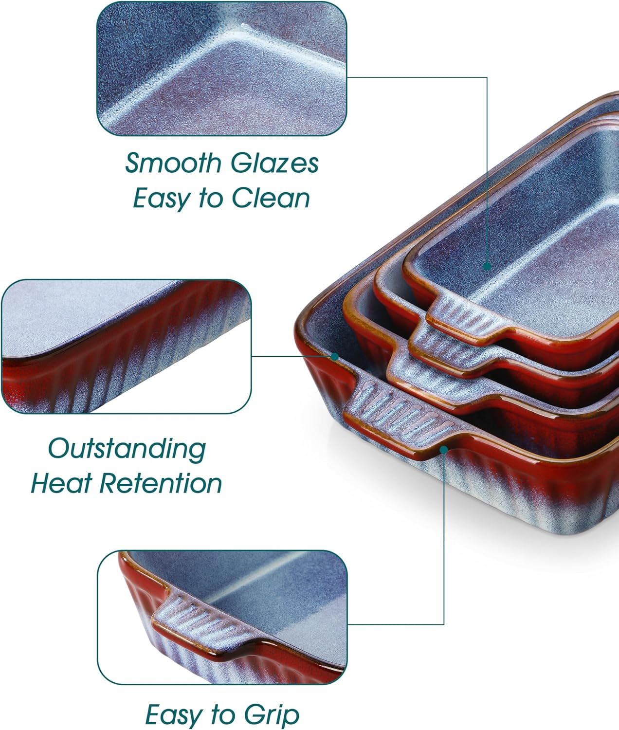 Detalle 1 de vancasso Ceramic Casserole Dishes, 9.4-inch
