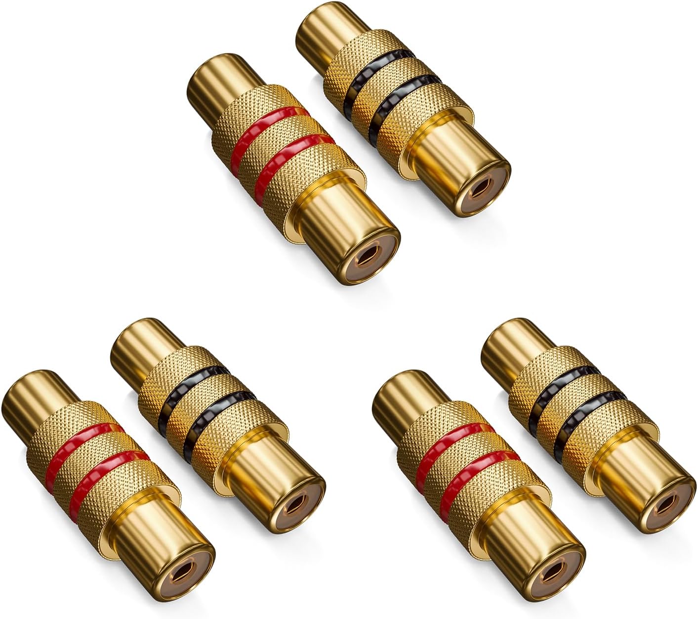 Detalle de deleyCON 2er RCA Kupplung Set – 2 Stück, Schwarz & Rot, Buchse-Buchse