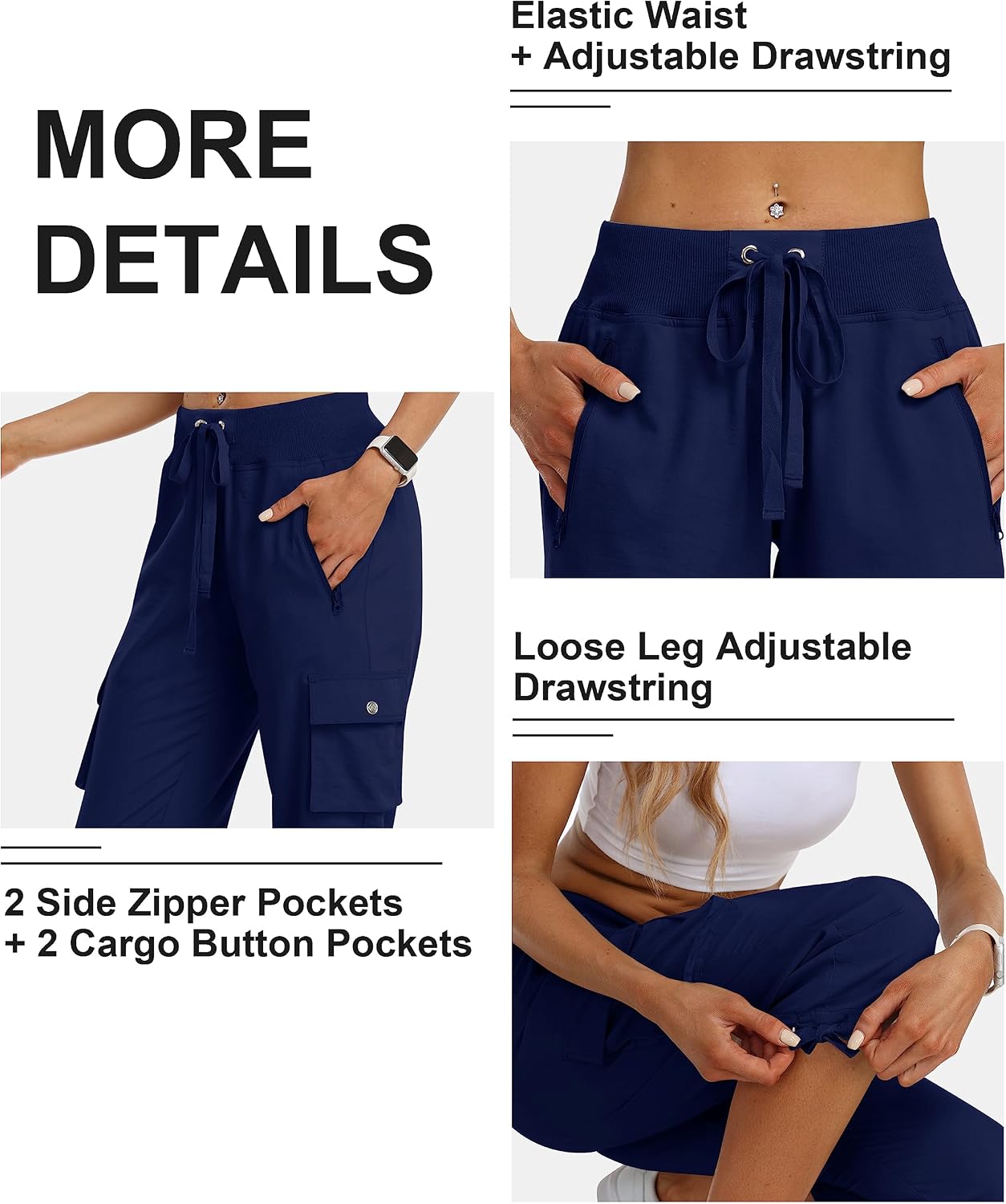 Detalle de MoFiz Women's Cargo Capris Hiking Pants: Lightweight, Quick-Dry Comfort for Outdoor Adventures