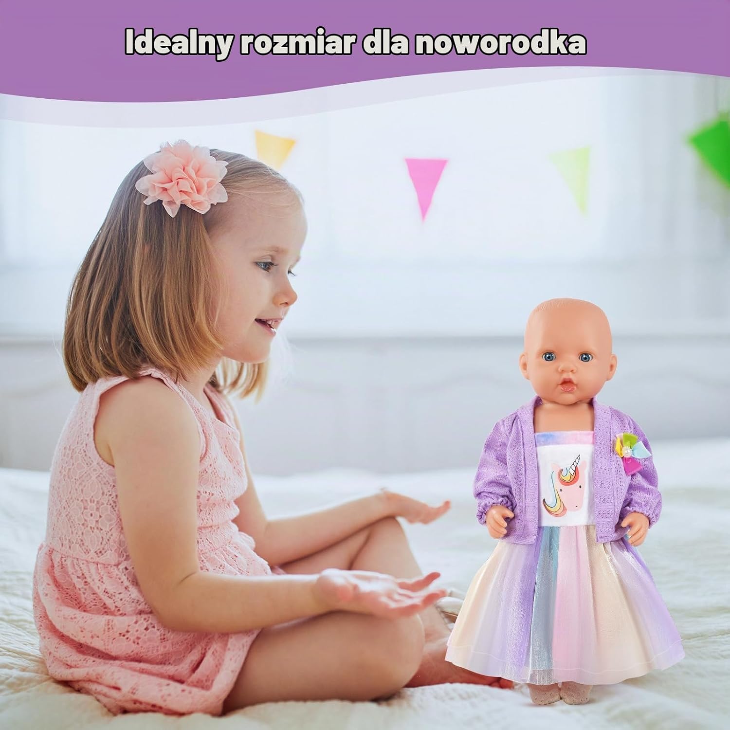 Thumbnail 5 de Aolso EUV8-WWYF-DJCQ-FBA – ubranka dla lalek 35–45 cm, motyw jednorożca