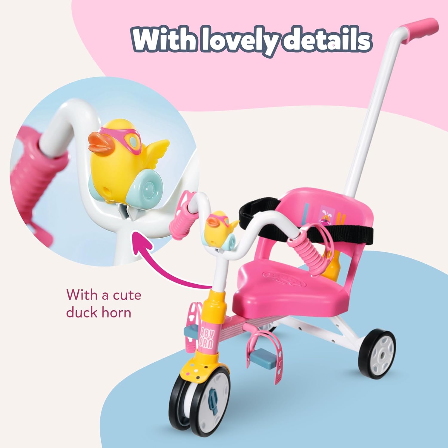 Detalle 2 de Baby born Trike 835456 tricycle for dolls up to 43cm with functional wheels, safety belt and horn