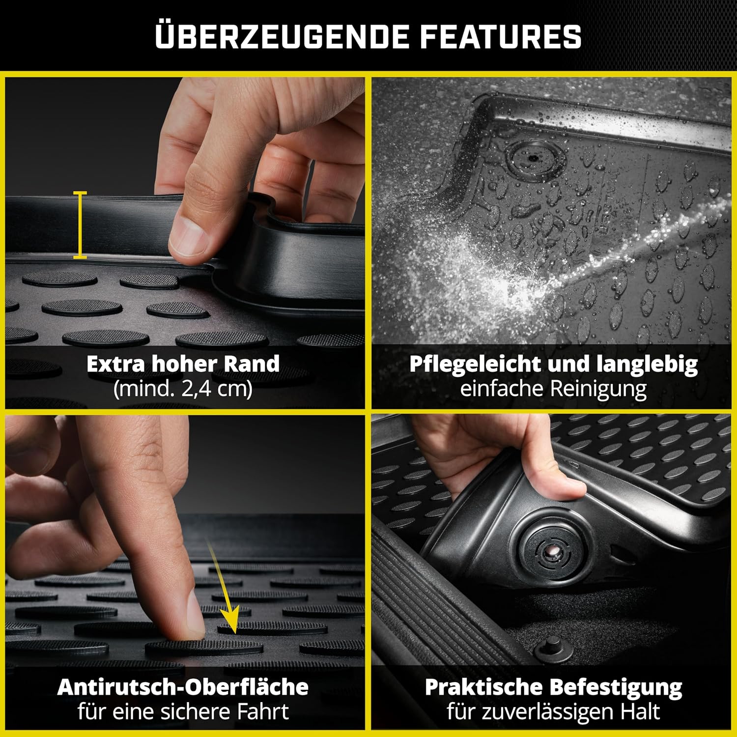 Detalle de WALSER Tapis de Sol sur Mesure XTR en Caoutchouc pour VW eGolf 2014-2021