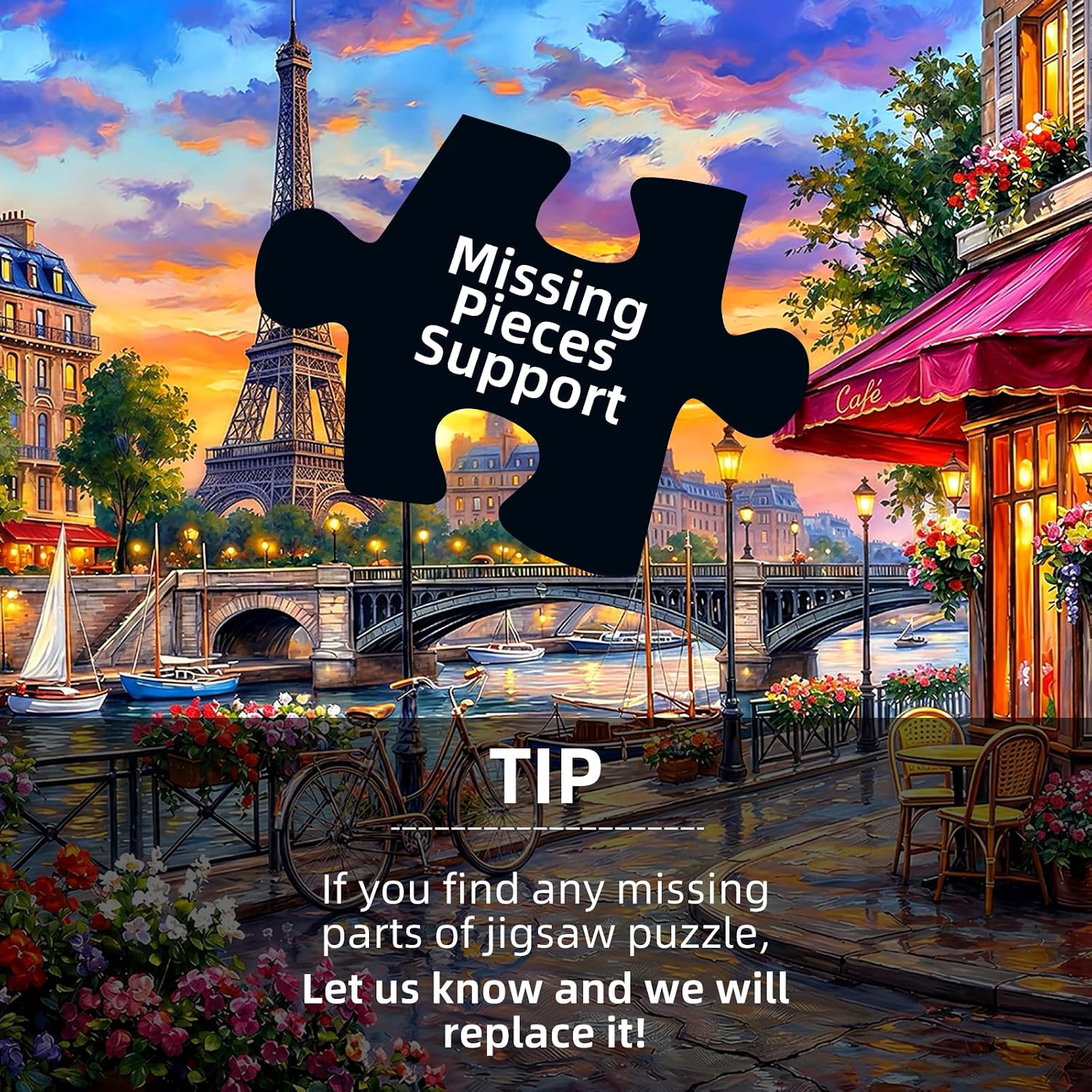 Thumbnail 6 de 1000-Piece Eiffel Tower Scenic Puzzle for Adults — Paris Sunset Edition