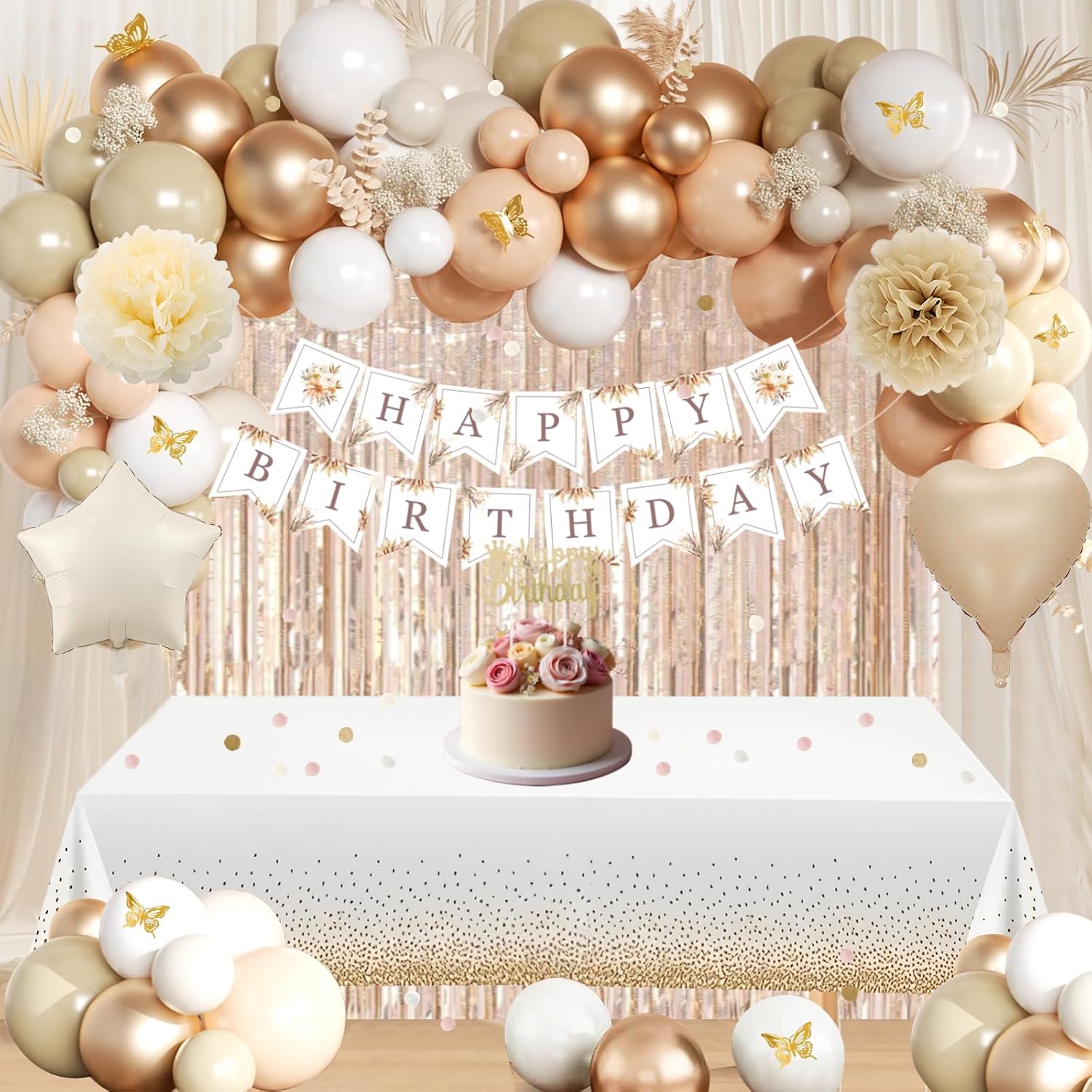 Thumbnail 4 de Beige & Brown Birthday Decorations Kit 54x108in