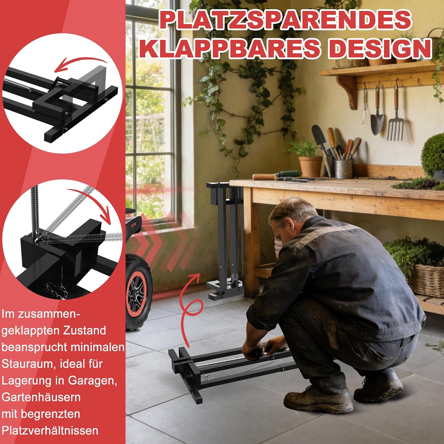 Detalle 2 de LZQ LZQ-(YY10138BK) Lawn Tractor Lift, Steel, 400 kg Capacity, 5–60 cm Height