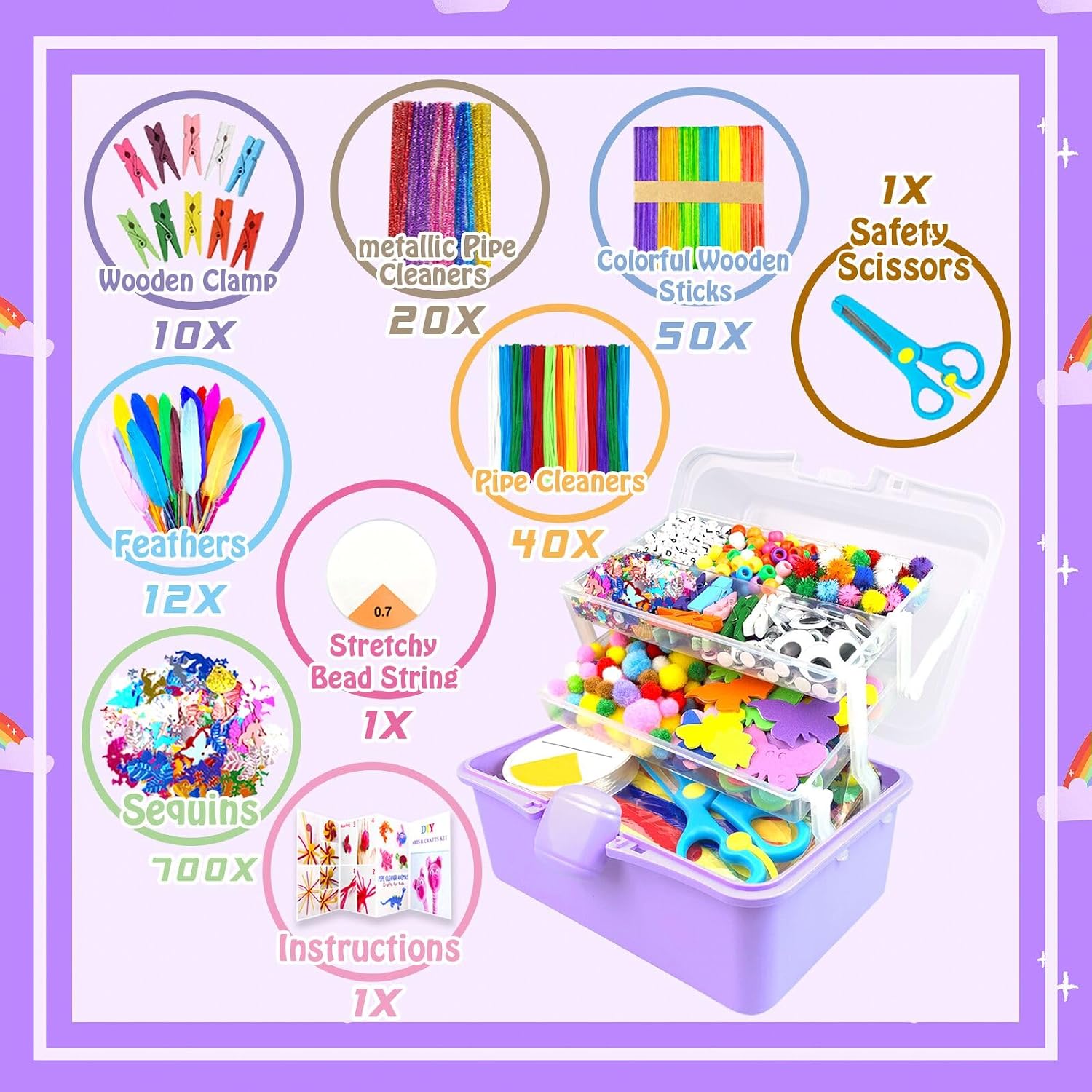 Detalle de 3000Pcs Craft Kits for Kids: All-in-One Arts & Crafts Set in a Portable 3-Layer Box