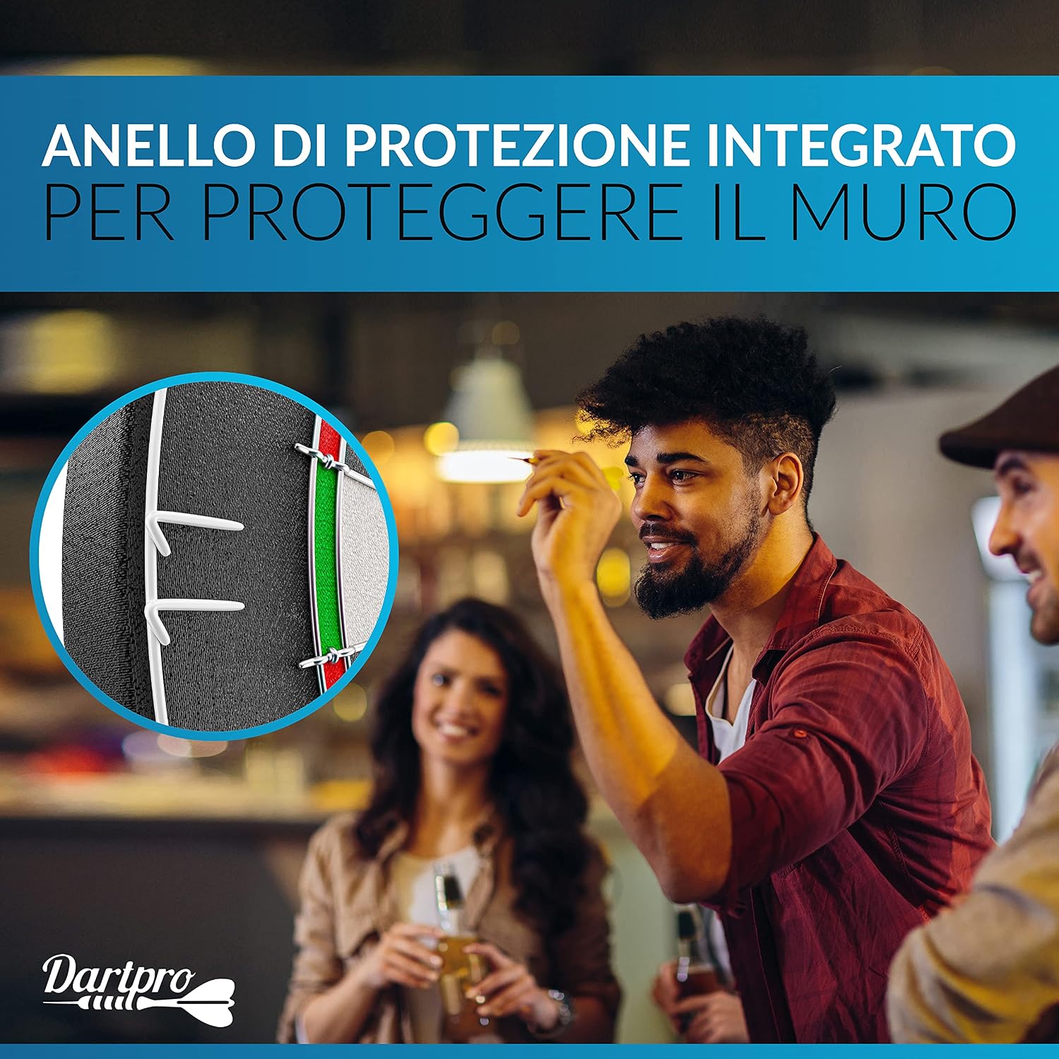 Detalle de DartPro Bersaglio freccette in sisal autorigenerante con 6 freccette professionali
