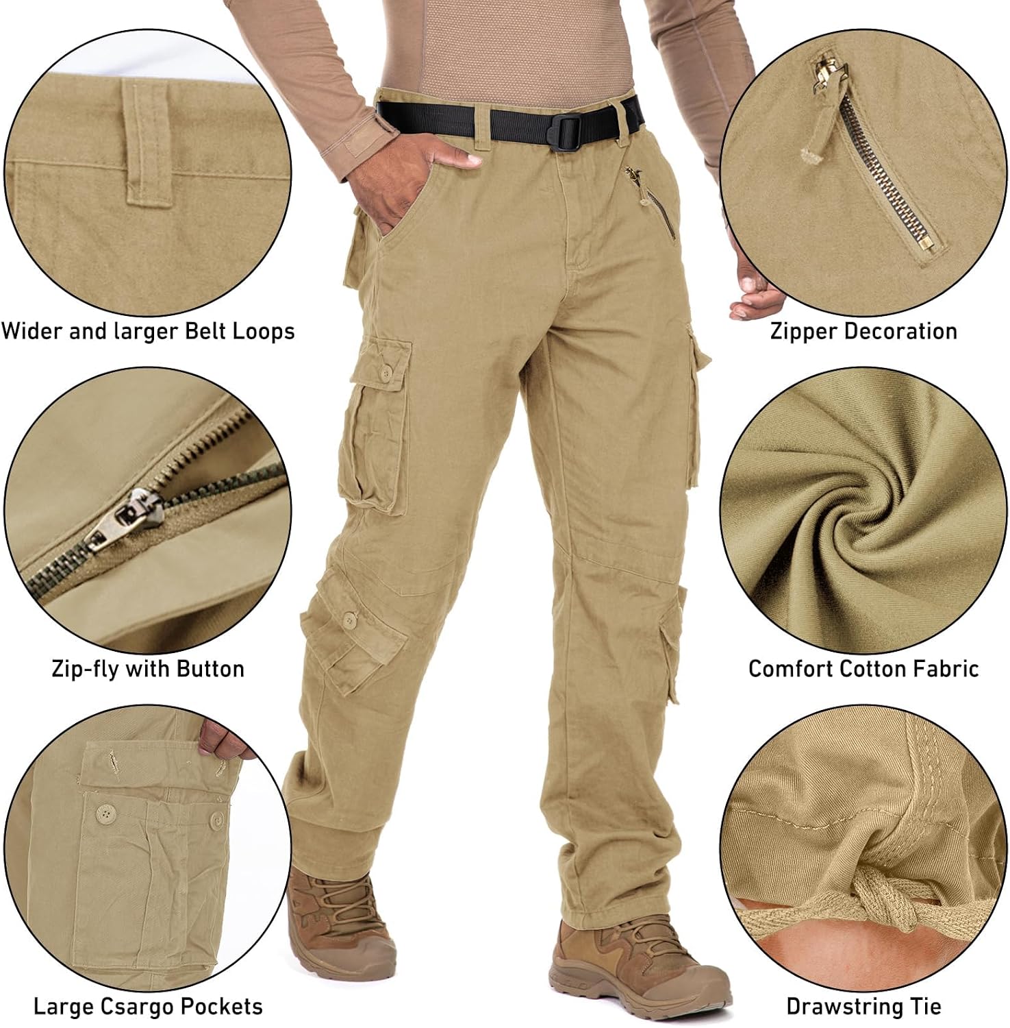 Thumbnail 2 de Jessie Kidden Men's Combat Camo Cargo Trousers Camouflage Army Military Tactical Work Pants #7533