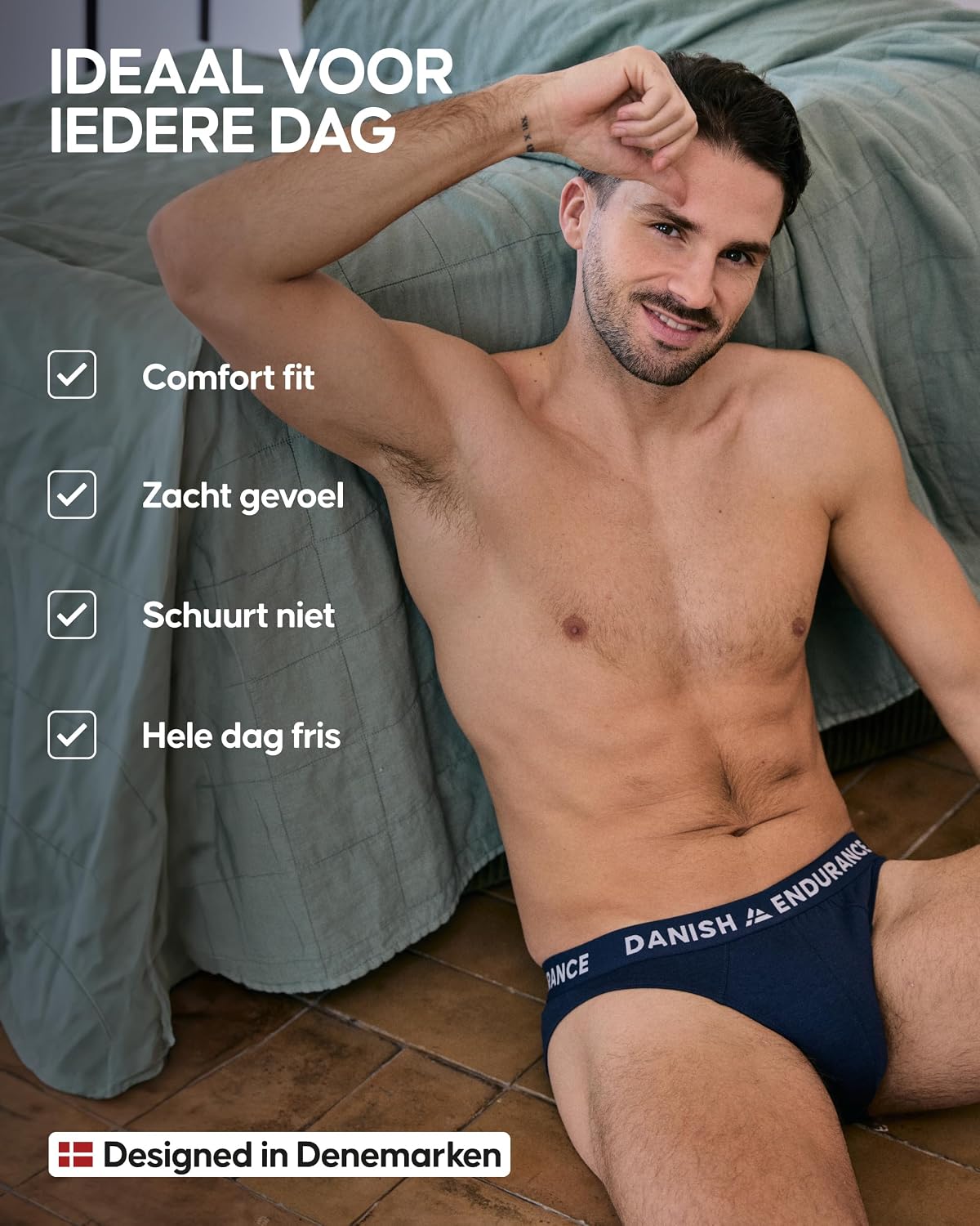 Detalle de DANISH ENDURANCE bamboe slips voor heren, stretch en labelvrije taille