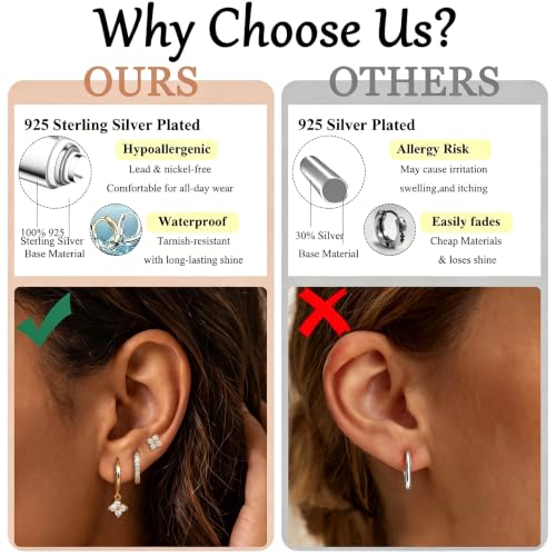 Thumbnail 7 de ATTILA 3-Pair 14k Gold-Plated Earring Set with Studs and Huggie Hoops