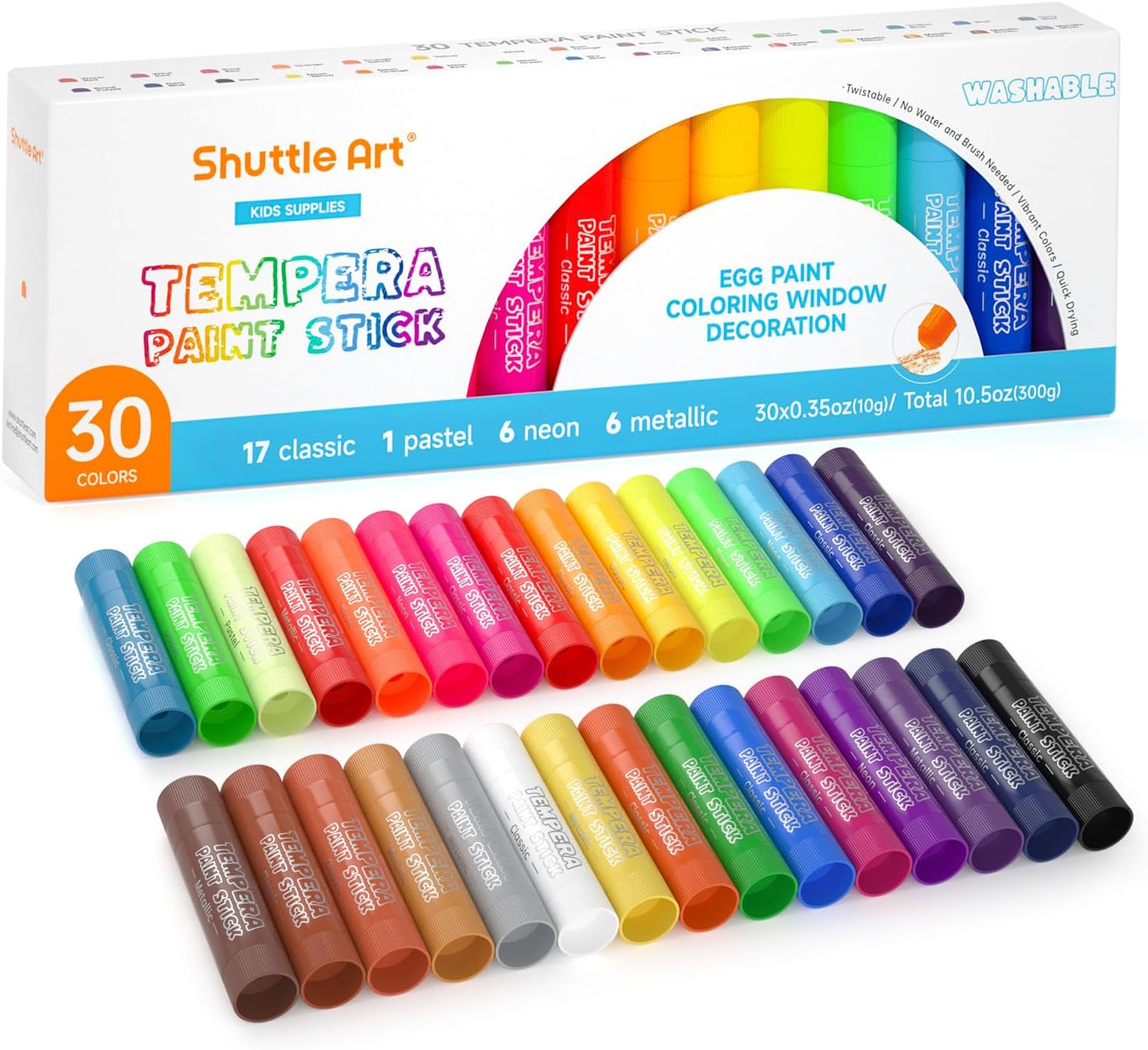 Detalle de Shuttle Art Tempera Paint Sticks 30 Colors