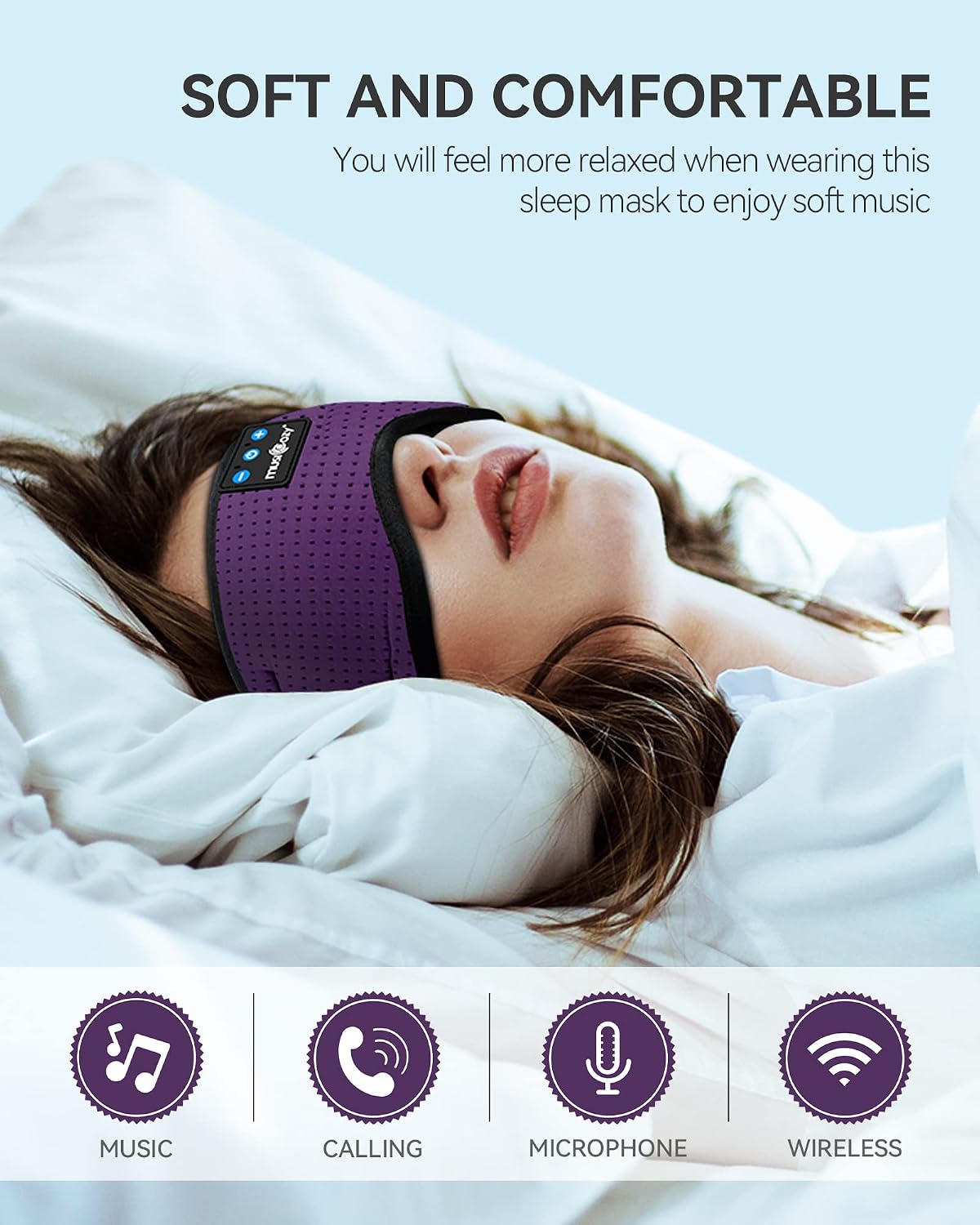Detalle de MUSICOZY GH01 Bluetooth Sleep Headphones and Mask, Cooling Lining