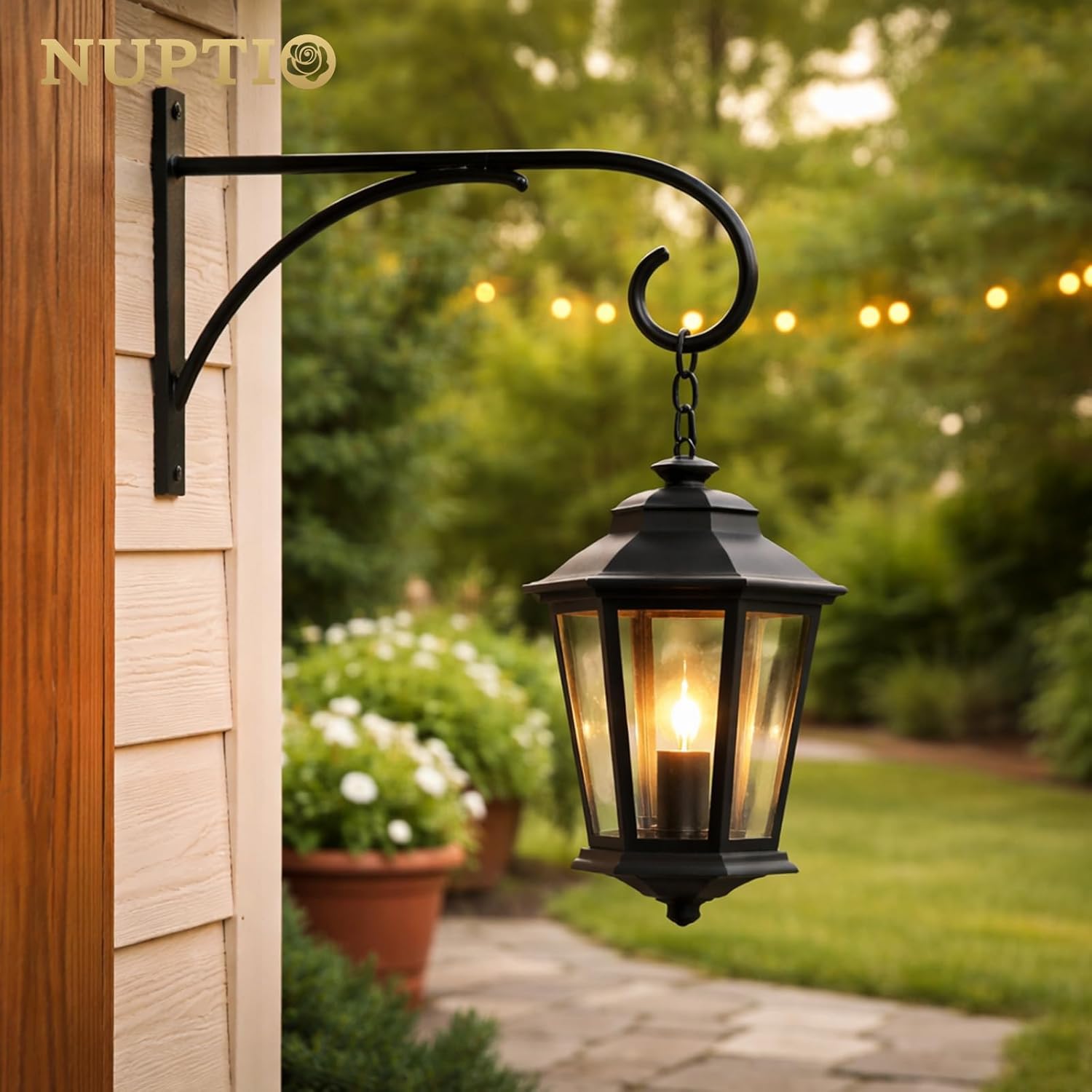 Thumbnail 1 de NUPTIO 2 Pcs Hanging Basket Brackets – Outdoor Iron Wall Hooks in Black