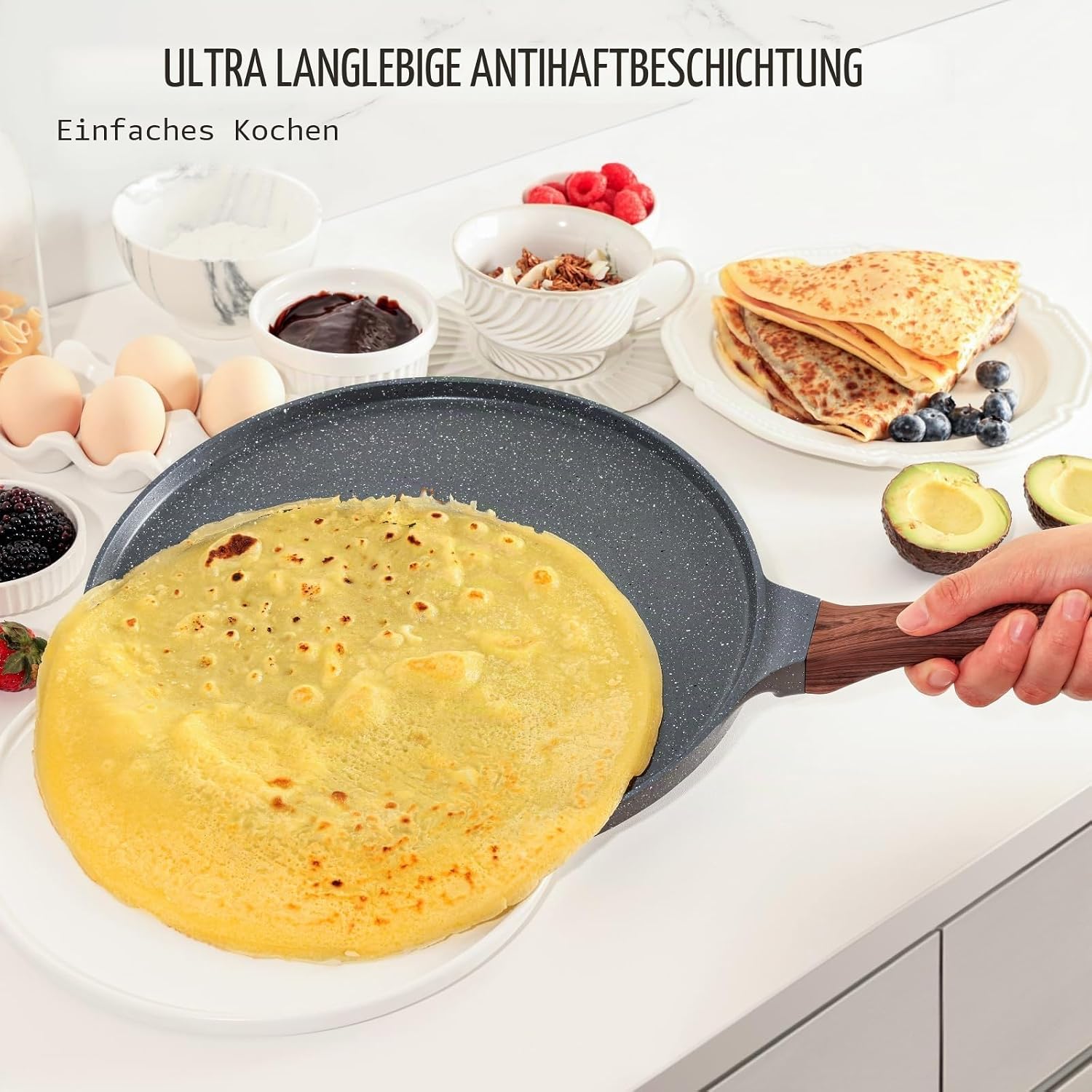Detalle de SENSARTE Crepe Pfanne 30 cm – Schweizer Granit Antihaftbeschichtung, induktionsgeeignet
