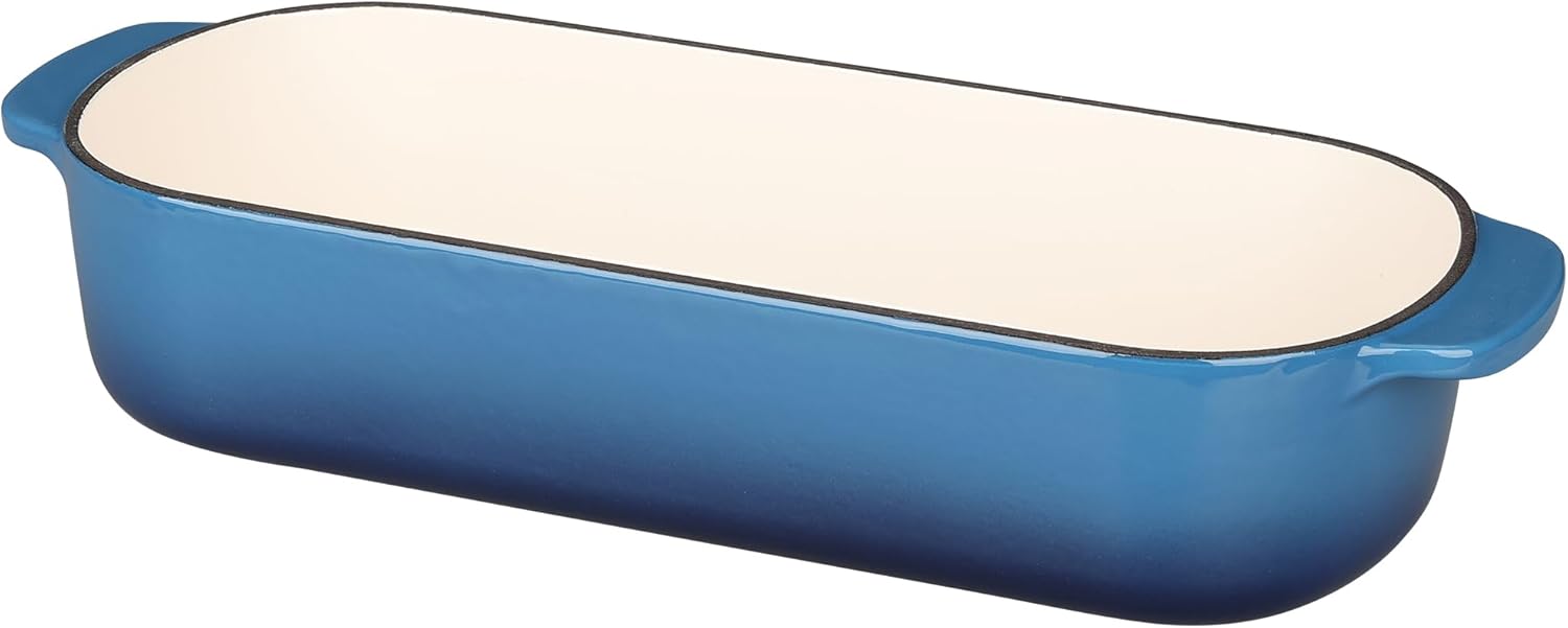 Thumbnail 5 de EDGING CASTING Enameled Cast Iron Loaf Pan with Lid (12.5 x 5.5 in, 5qt, Lake Blue)