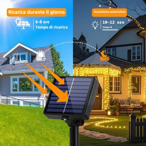 Detalle de Catena luminosa solare per esterni Hoteril – 3 confezioni, 51 m, 150 LED, IP65