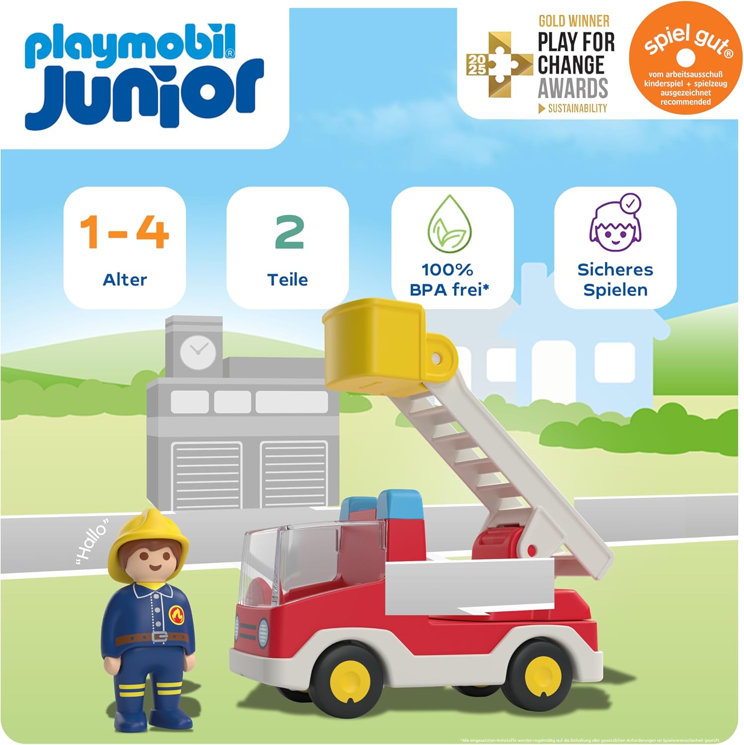 Detalle de PLAYMOBIL 71683 Feuerwehrleiterfahrzeug Spielzeug ⛑️🚒