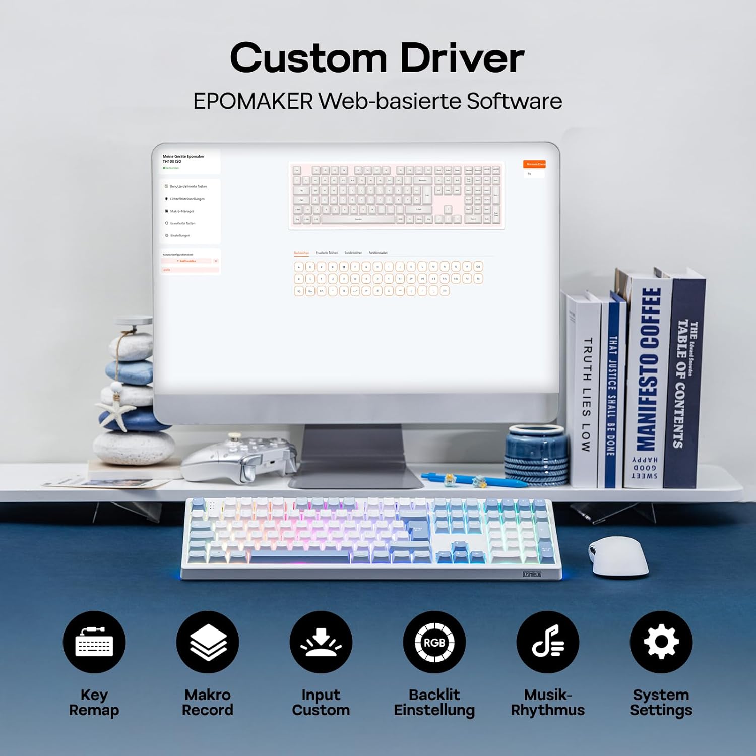 Thumbnail 3 de EPOMAKER TH108 ISO-DE Full-Size Mechanische Tastatur – Deutsches Layout, Kabellos, Hot-Swap