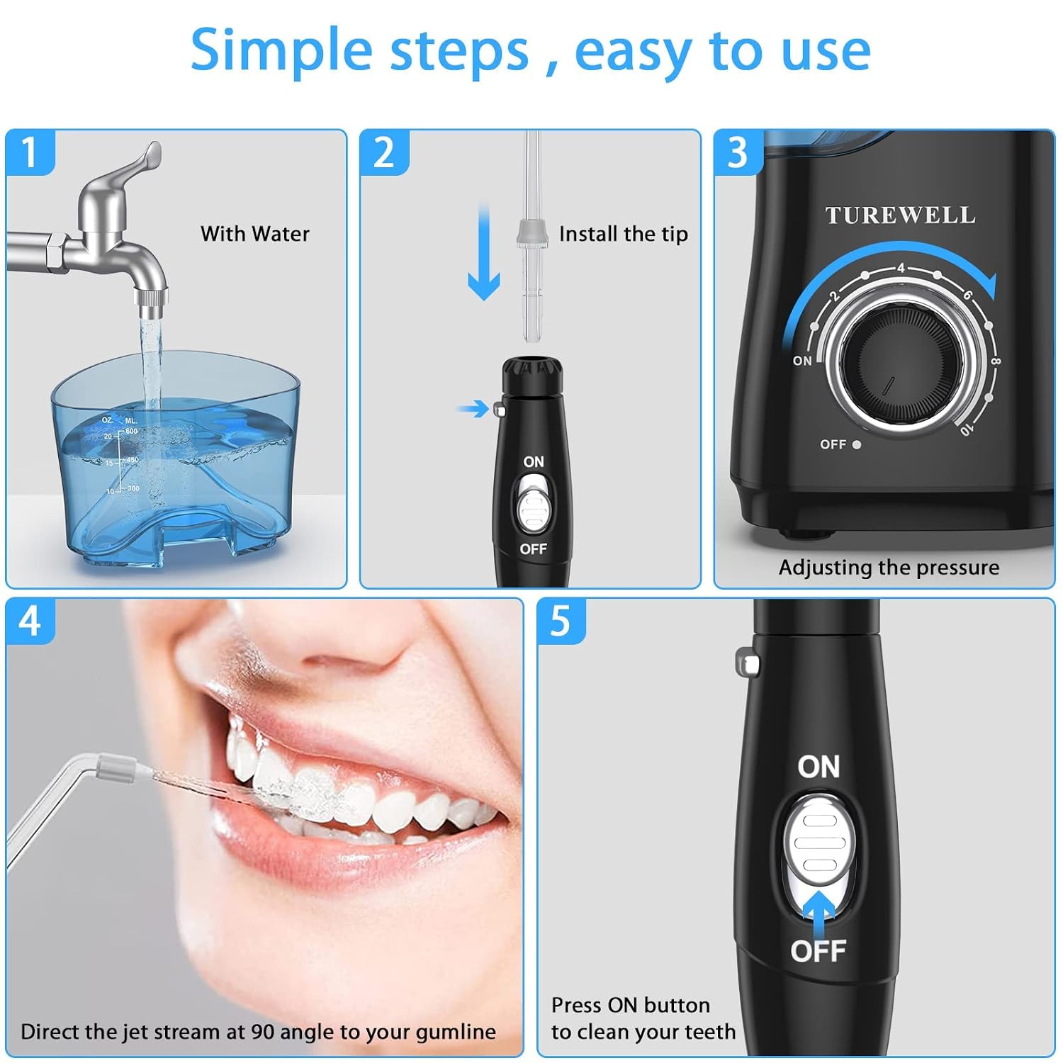 Thumbnail 4 de TUREWELL Water Dental Flosser for Teeth Braces