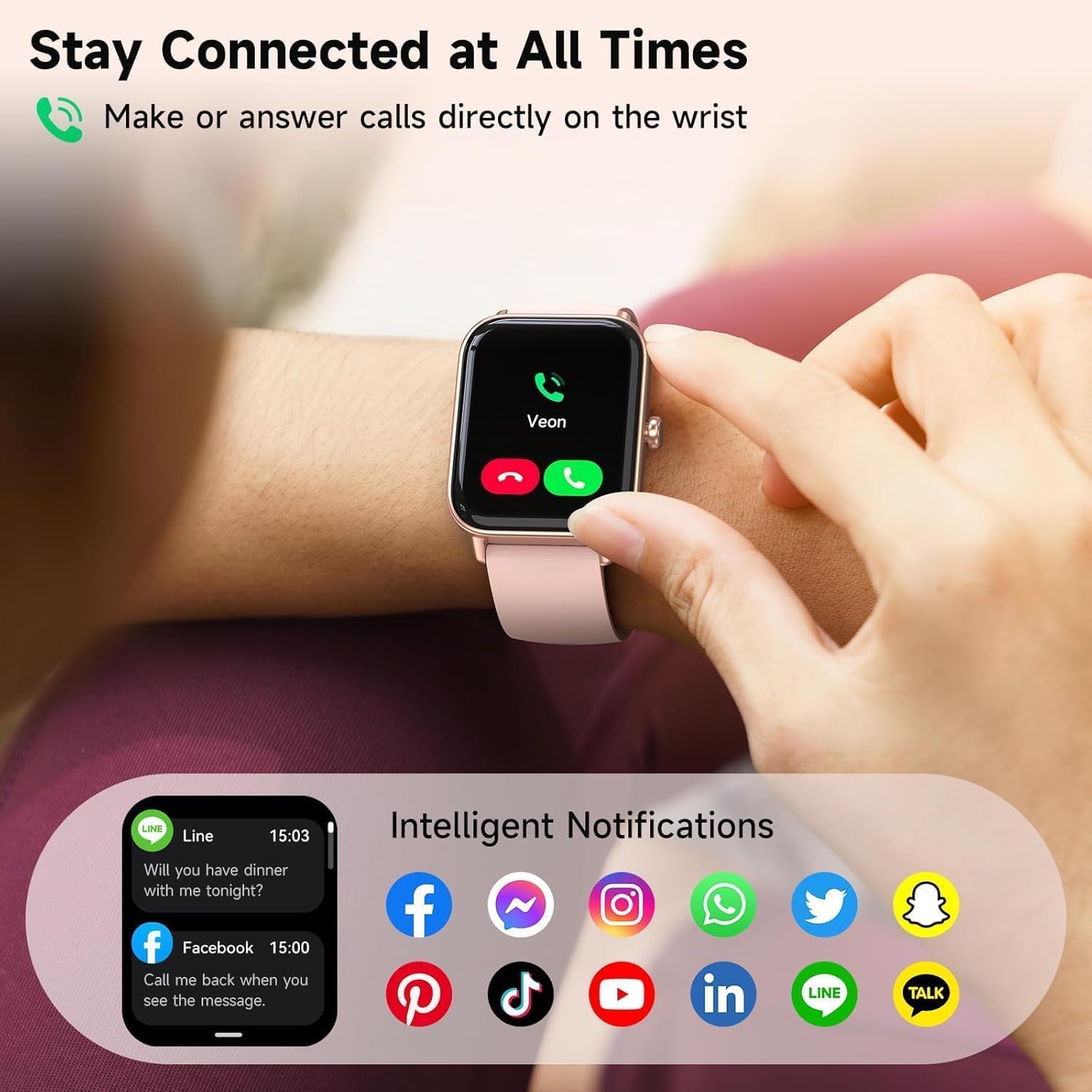 Thumbnail 4 de Gydom Smart Watch for Men and Women, 1.8" HD Touch Screen with Alexa Built-in