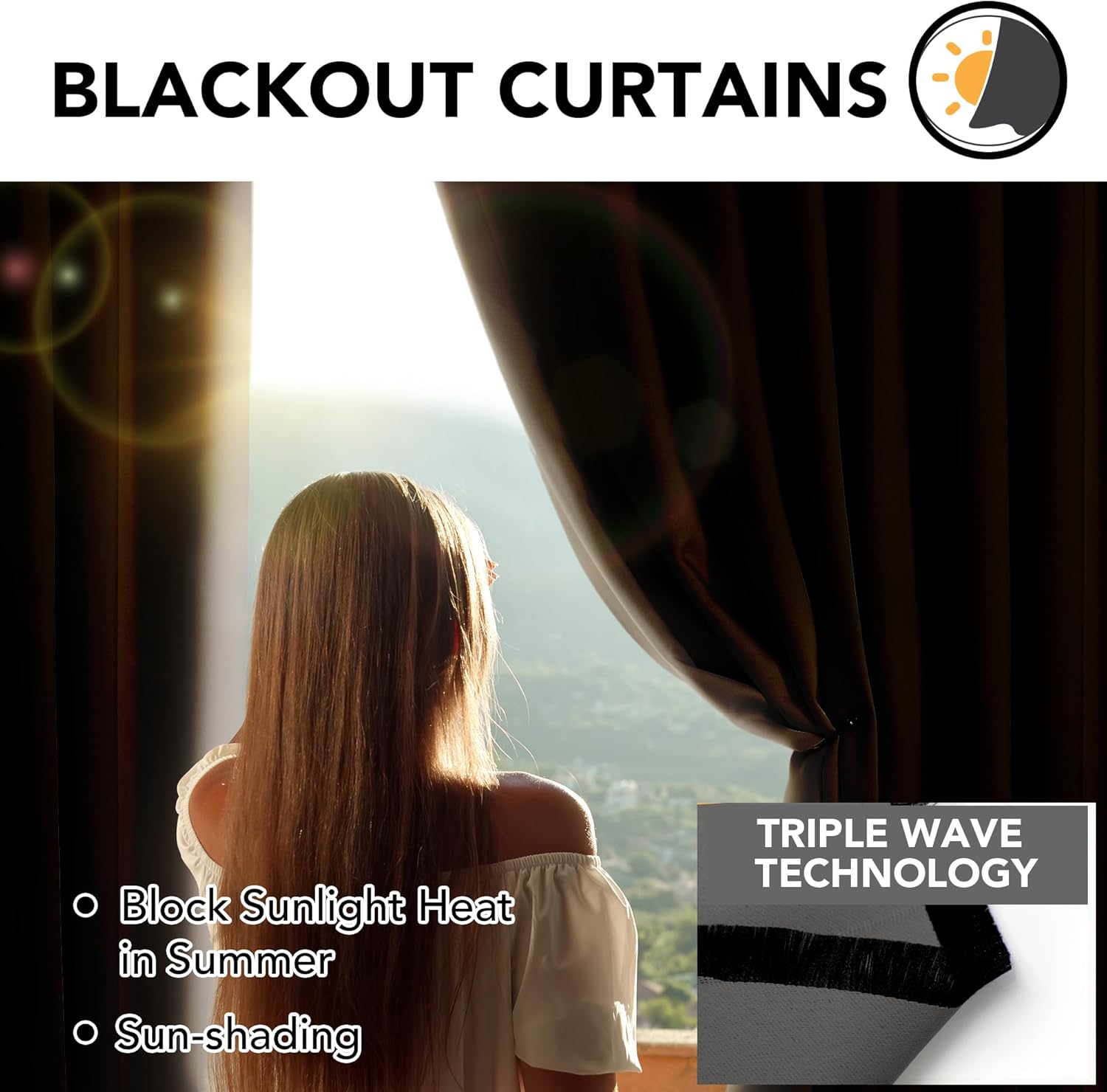 Thumbnail 3 de Deconovo Blickdichte Outdoor-Vorhänge 270x140 cm (2er-Set) – wetterfest & sonnendämpfend, grau