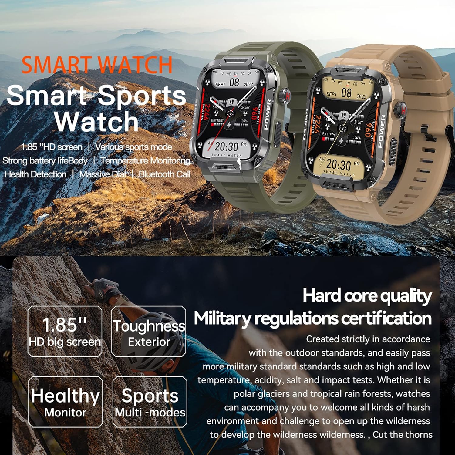 Detalle 2 de Military Smart Watch 1.85" Heart Rate and Calls