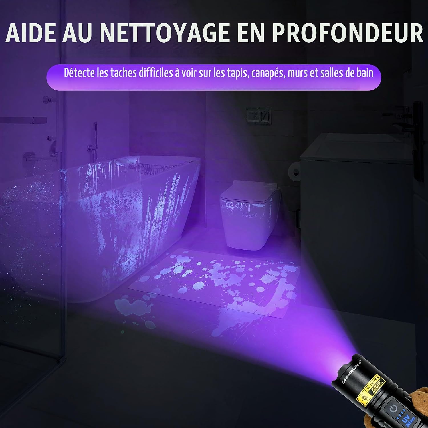 Detalle 2 de DARKBEAM A900 LED- en UV-zaklamp, 395 nm, USB-C-oplaadbaar, set van 2