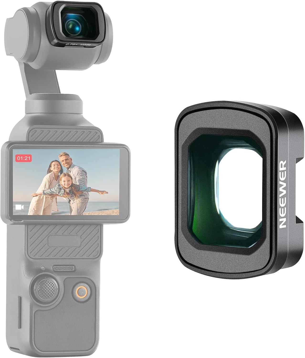 NEEWER lente grandangolare 0.75X LS-4 per DJI Osmo Pocket 4 e Pocket 3 (108° FOV)