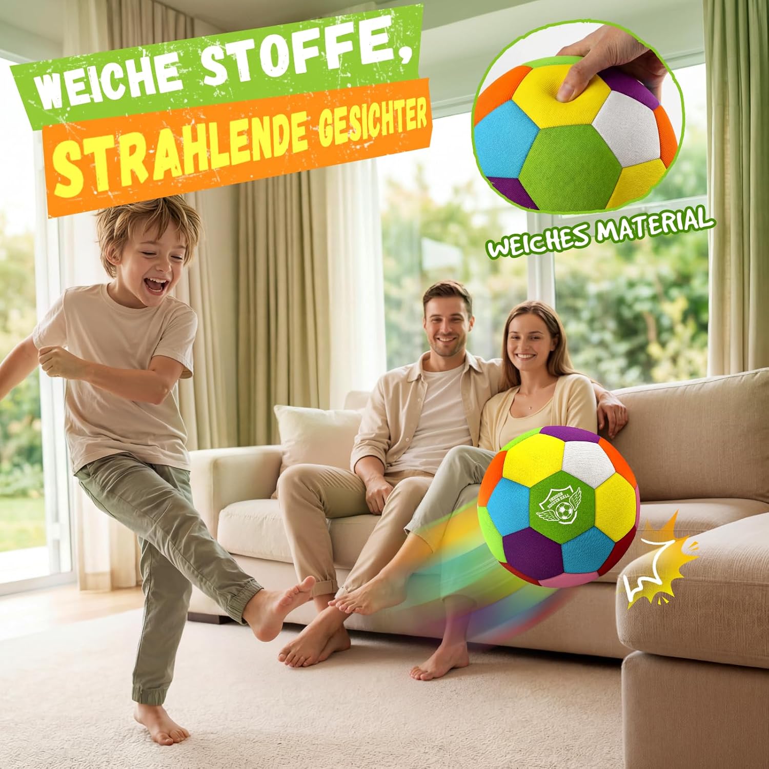 Thumbnail 1 de Jofuni Indoor-Fußball-Trainingsball Standardgröße 4 – weicher Hallenball für Zuhause (3–12 Jahre)