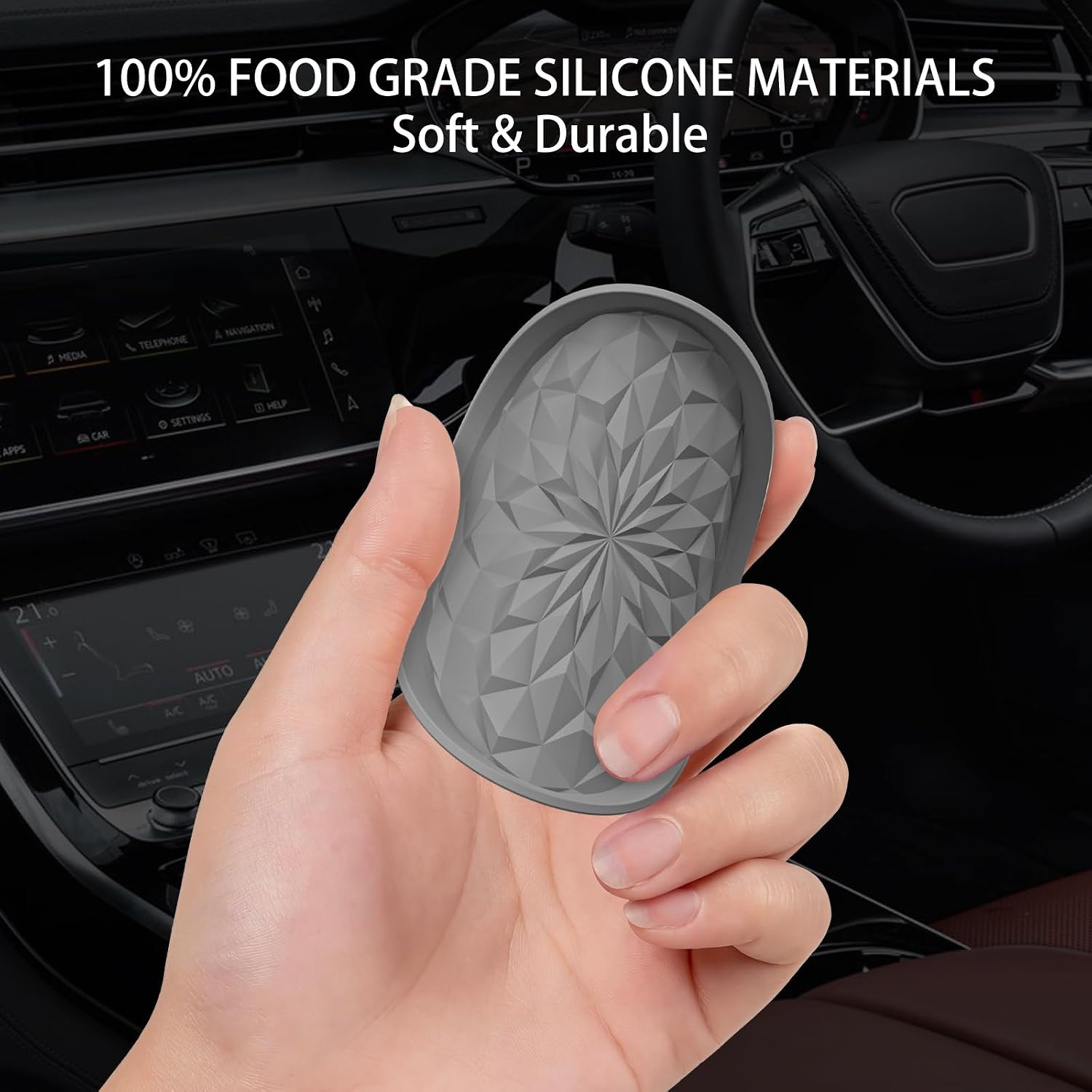 Detalle de STLIAN Car Coasters for Cup Holders (4 Pack) – 2.75in Silicone Deep Grey