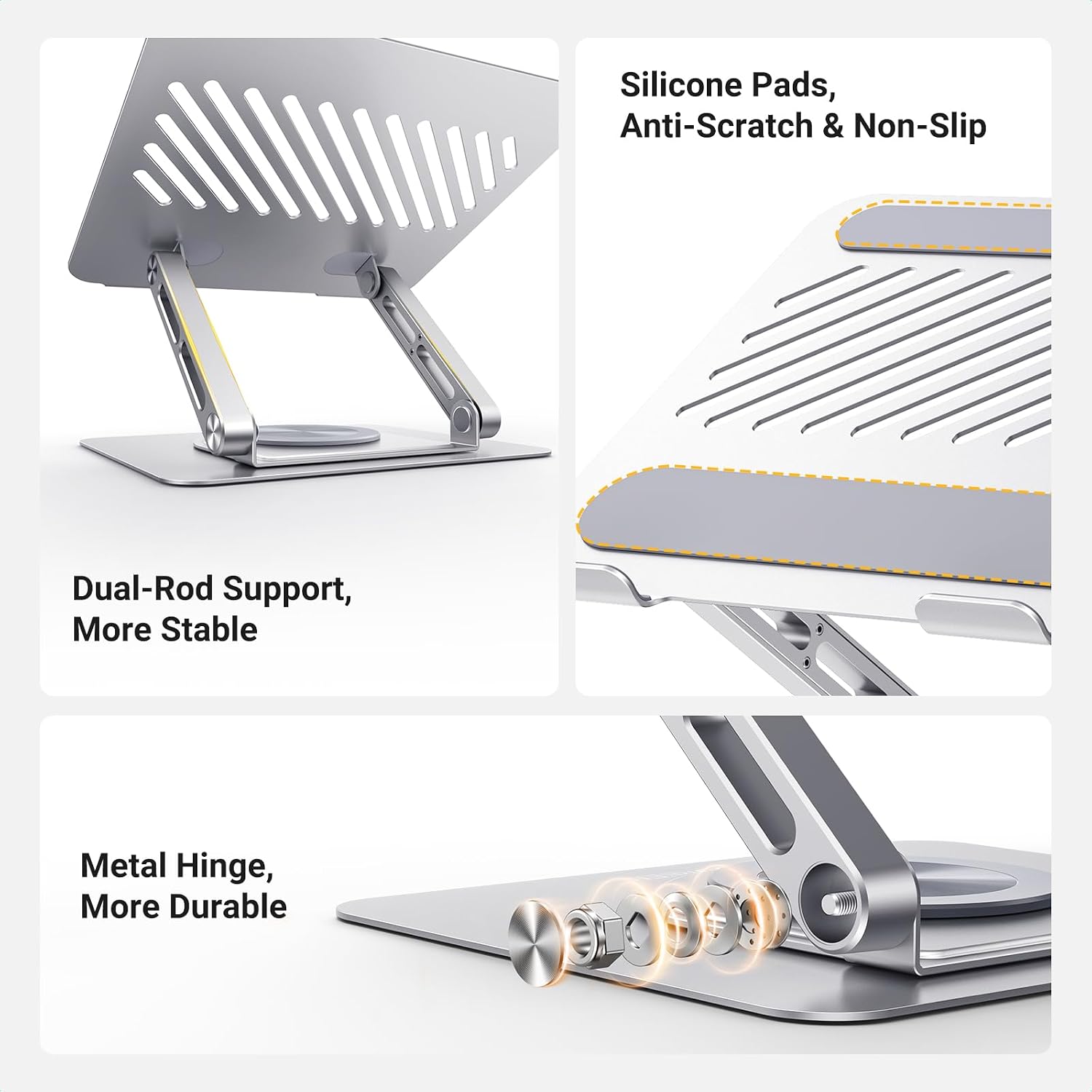 Detalle de UGREEN laptopstandaard, 360° draaibaar aluminium, verstelbaar en opvouwbaar