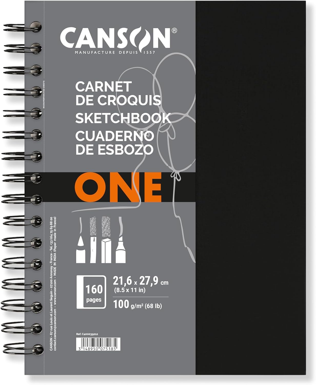 Thumbnail 1 de Canson One Album Spiralato con Carta 100 g/m², 80 fogli, 21,6 x 27,9 cm – Grana Leggera