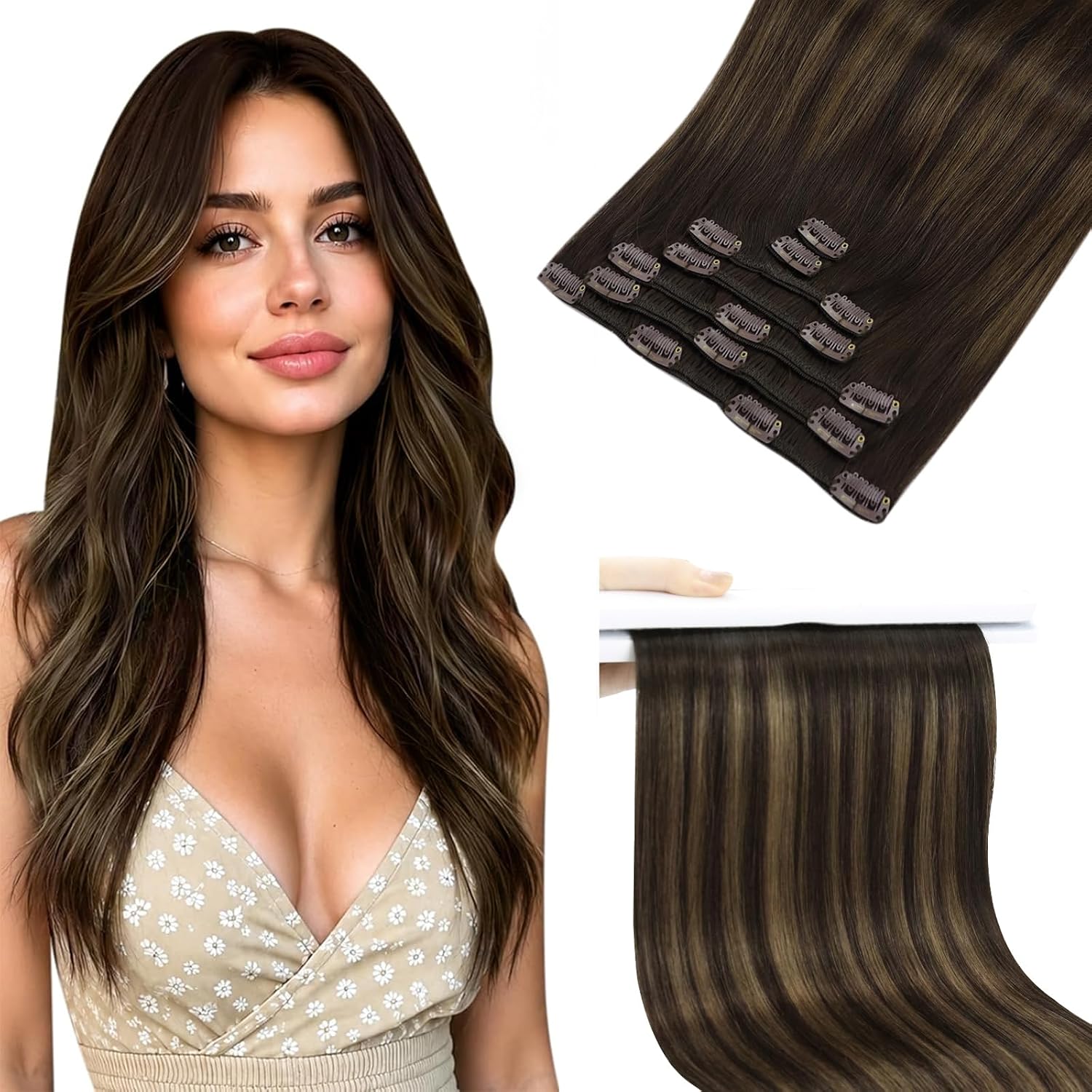 Detalle de Sunny Hair CP_2-2-6_14_2 Remy Human Hair Clip-In Extensions, 14-Inch Balayage