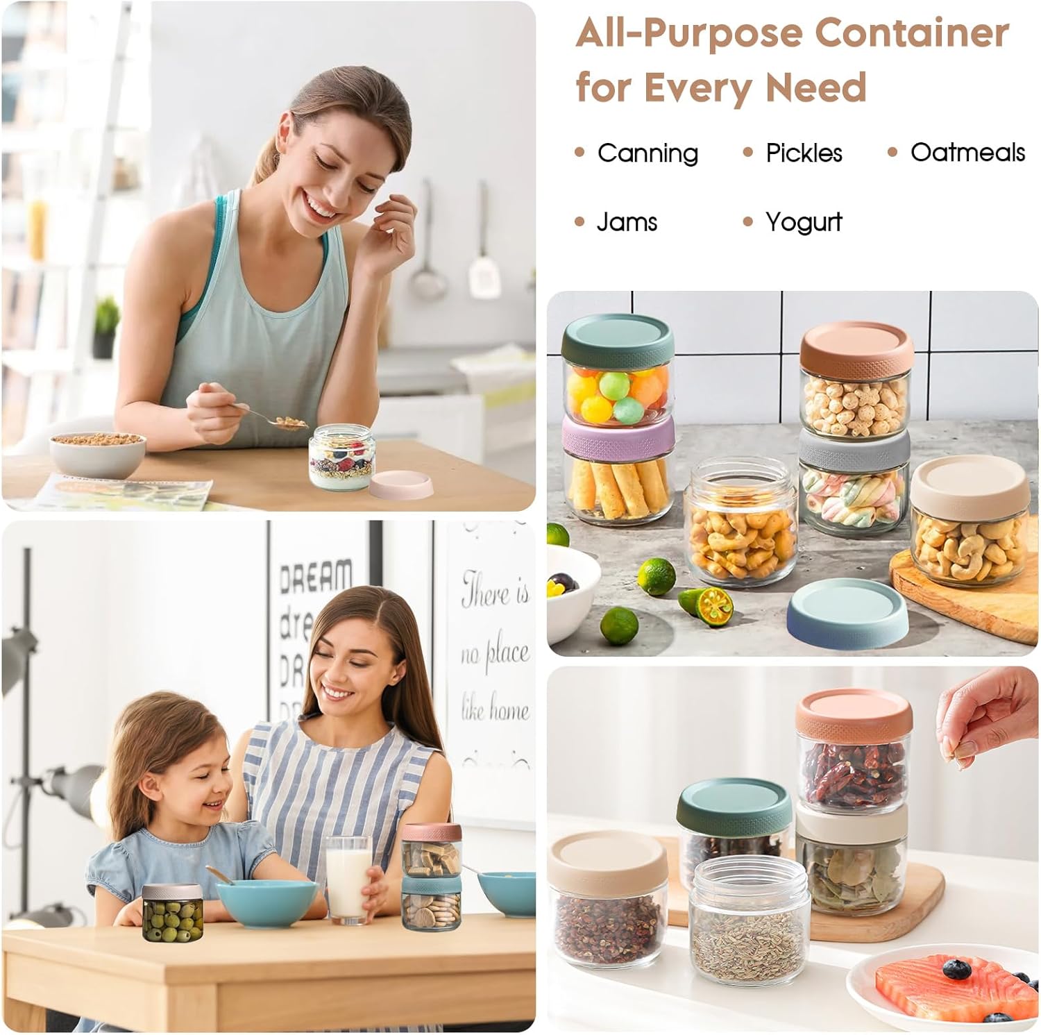 Thumbnail 6 de ZhouZGlass 3-Pack 300ml Glass Jars with Airtight Screw Lids for Overnight Oats & Food Storage