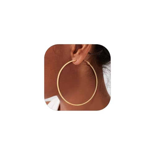 Detalle de GoldChic Créole Plaqué Or Femme 70 mm — Boucles d’oreilles créoles en acier inoxydable doré