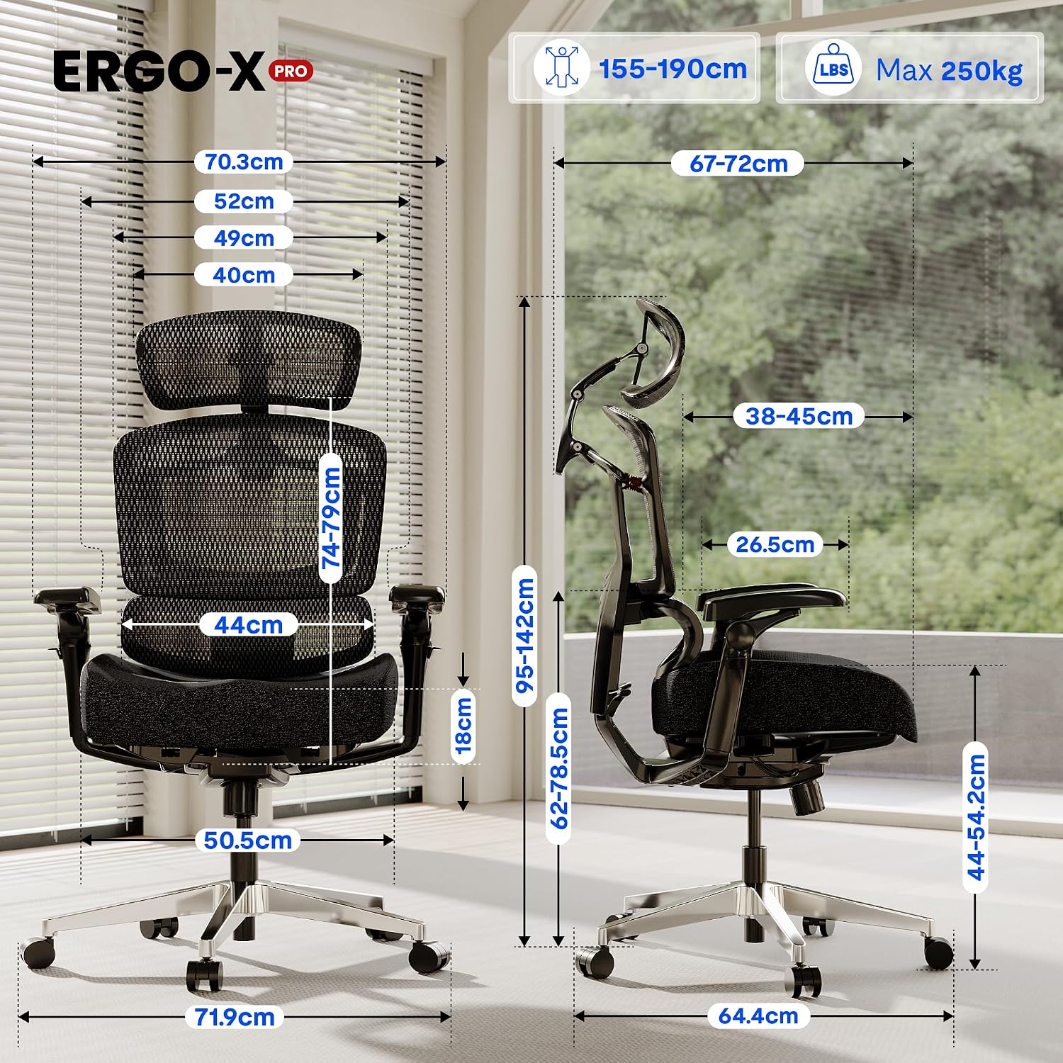 Detalle 2 de FLEXISPOT ErgoX Pro Ergonomischer Bürostuhl