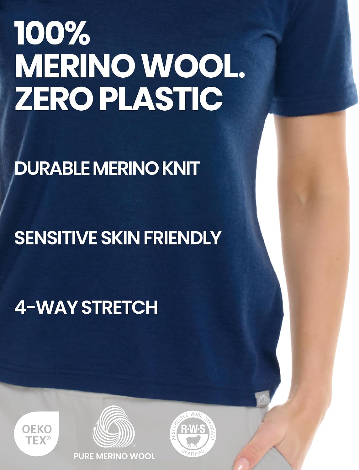 Thumbnail 4 de Merino.tech 100% Merino Wool T-Shirt for Women (Base Layer Short Sleeve) + Hiking Socks Set