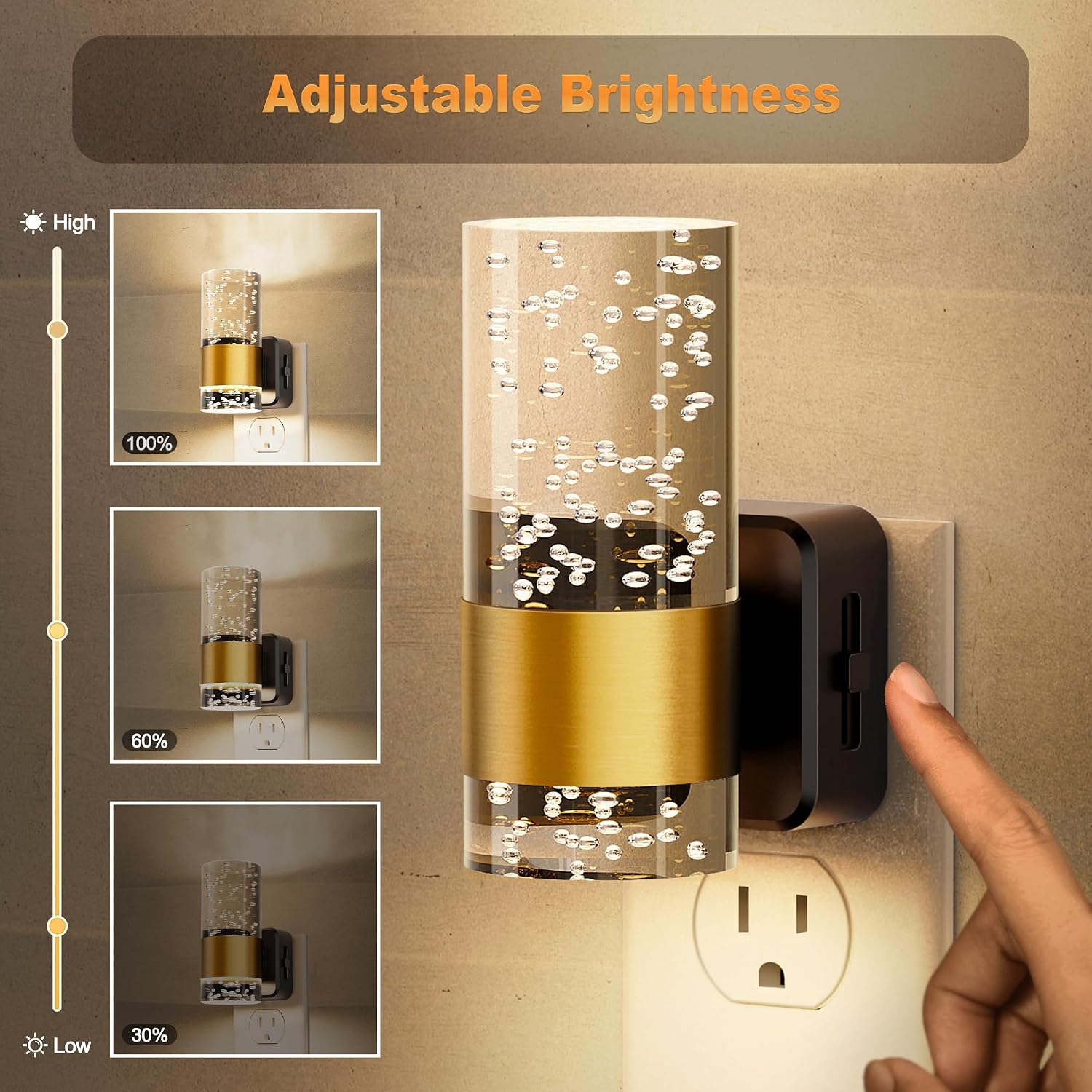 Detalle 2 de JandCase C-GY19702US-2 Plug-In LED Night Lights, 2-Pack, 3000K, Dimmable